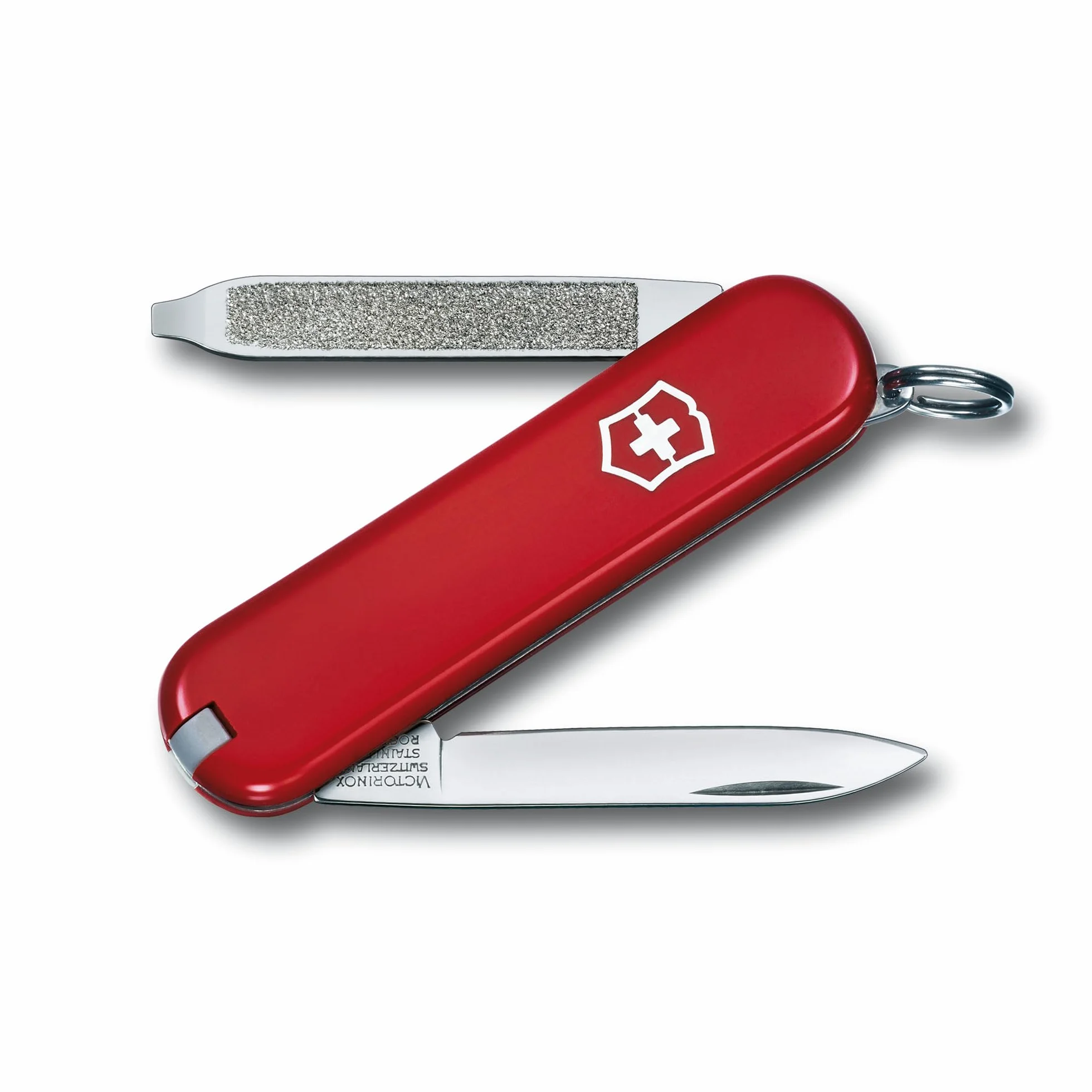 Victorinox Taschenmesser Escort klein (6 Funktionen, Nagelfeile, Schraubendreher, Pinzette, Zahnstocher, Ring) rot