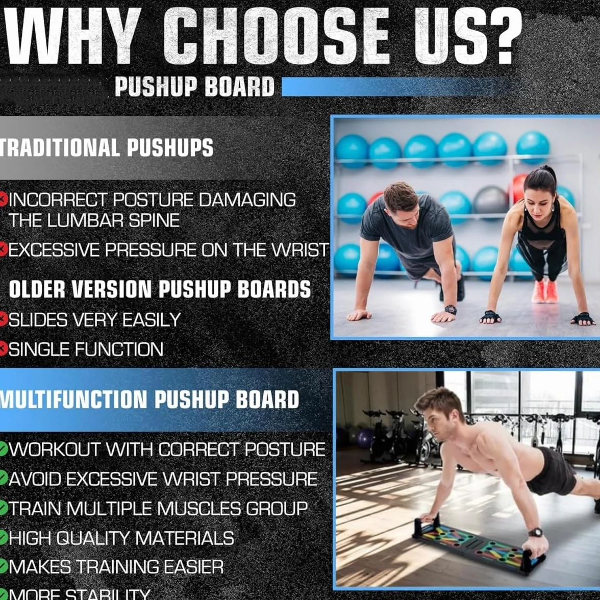 Uchwyty do pompek, deska do pompek, 12 w 1, wielofunkcyjne urządzenie treningowe do domu, deska Push Up, efektywne kształtowanie, deska Push Up Rack, dla mężczyzn i kobiet