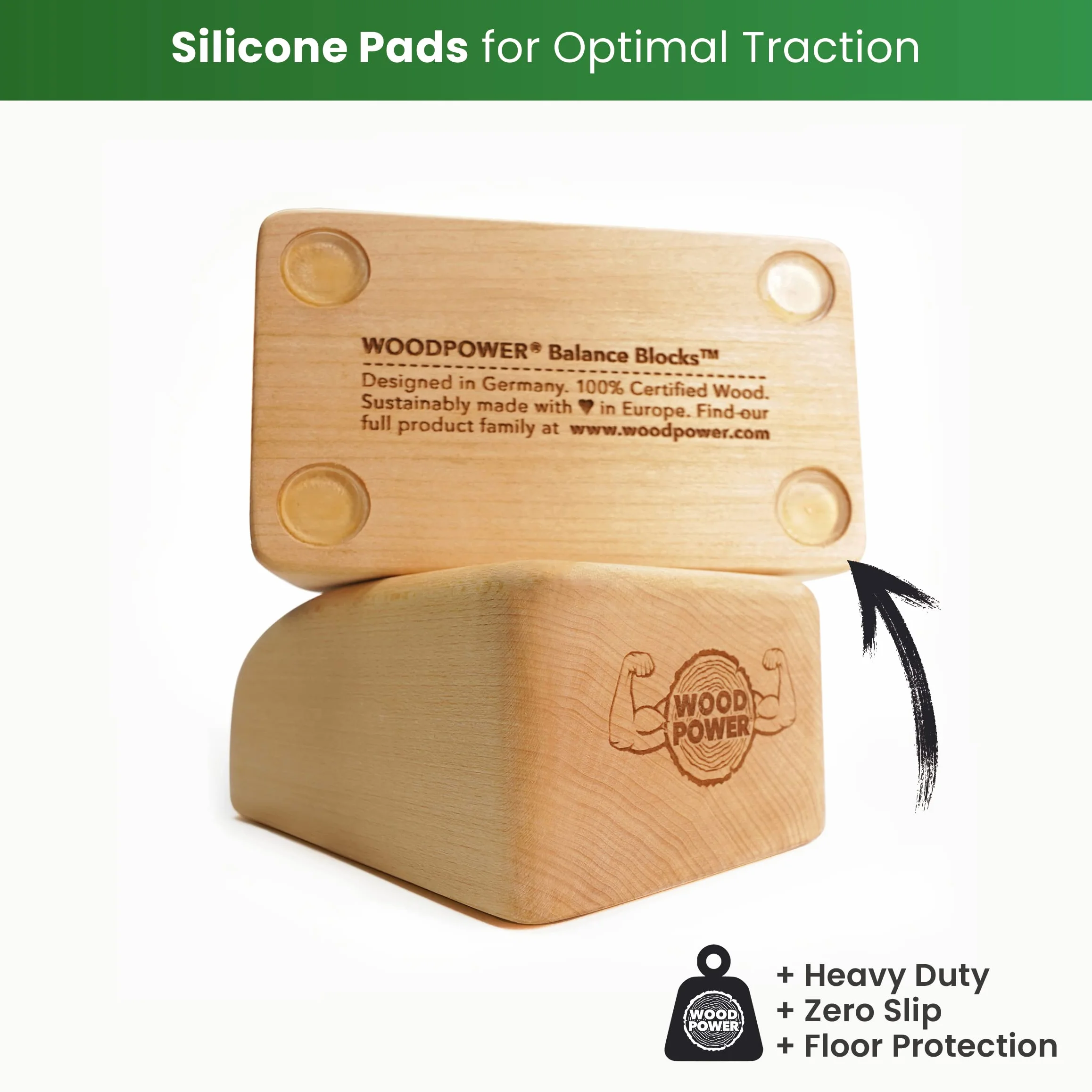 WOODPOWER® BalanceBlocks (Comfort Edition), klocki do stania na ręce i blok do jogi w jednym – wspierają nadgarstki podczas treningu bodyweight, gimnastyki, akrobatyki, jogi i wielu innych (2 sztuki)