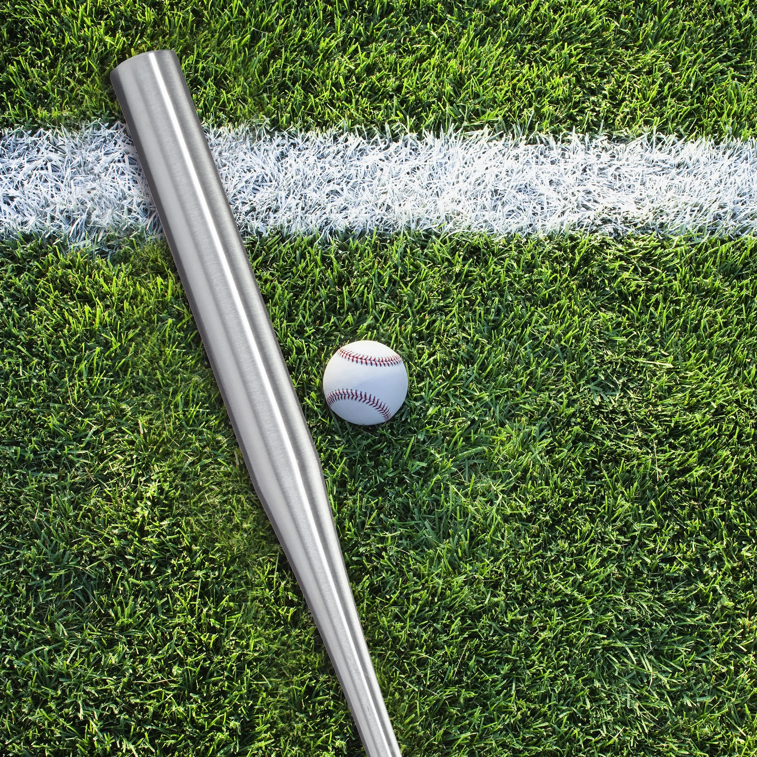Relaxdays kij baseballowy z aluminium, lekki kij softballowy, do samoobrony, antypoślizgowy uchwyt, 34 cali, srebrny