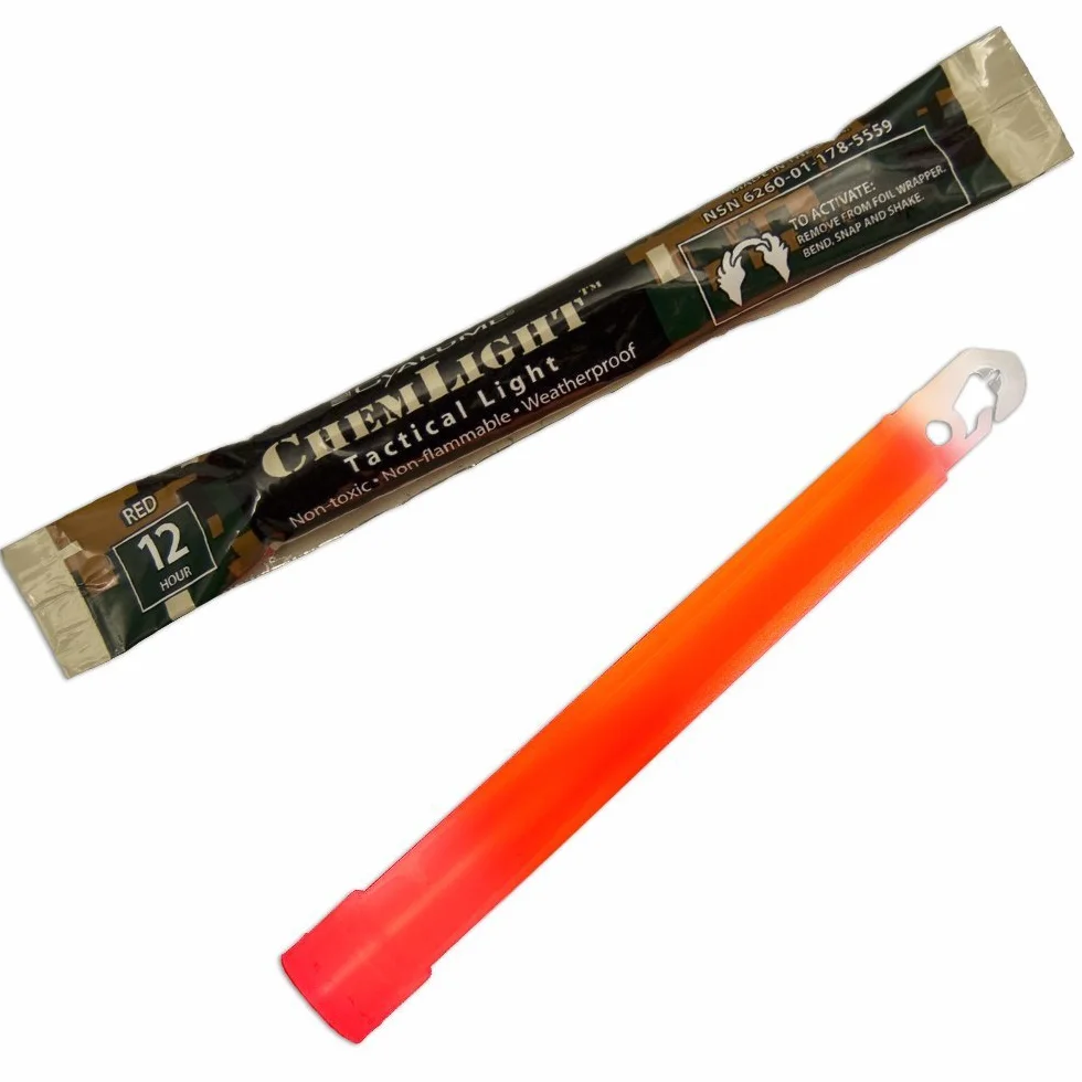 Cyalume Chemical Light Wojskowe pałeczki świetlne Red 6 Long 12 godzin opakowanie 10