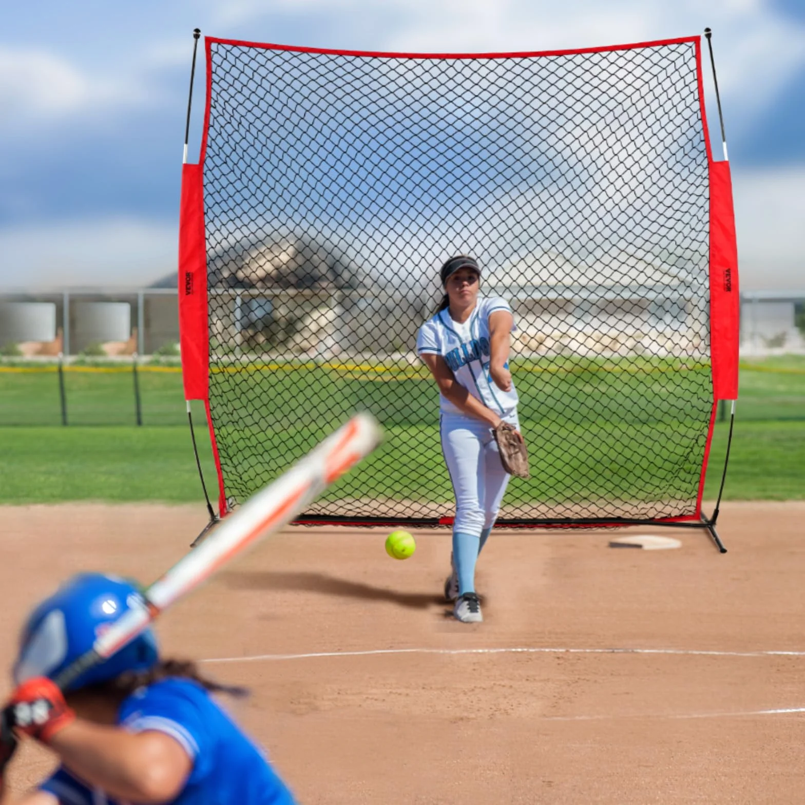 VEVOR Barricade Backstop Siatka sportowa barierowa przenośny ekran ochronny baseball softball lacrosse piłka nożna hokej