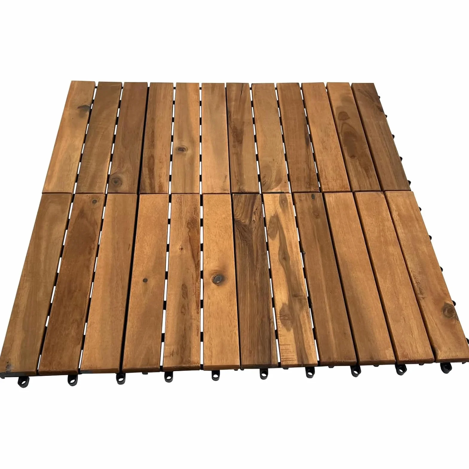 Balkon Bodenbelag 30×30cm Akazien goldenes Teakholz Holzfliesen Terassenboden außen 10 Fliesen 0,9m²