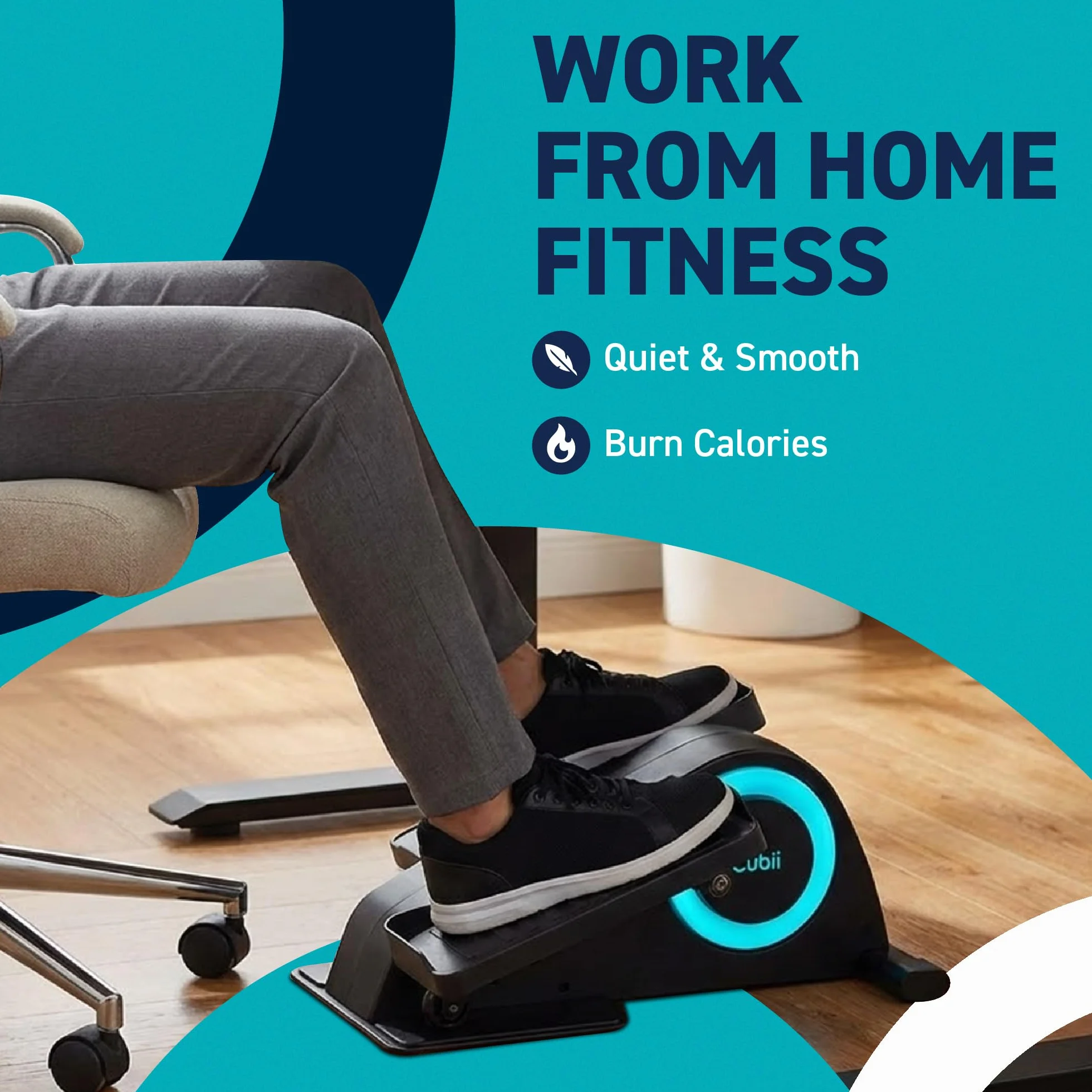 Cubii Junior Under Desk Elliptical Pedal Exerciser with Built In Display, Adjustable Resistance