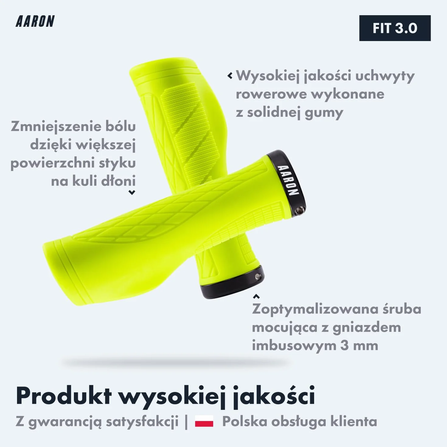 AARON Pasuje do uchwytów rowerowych z amortyzującą powierzchnią nośną, ergonomiczne, antypoślizgowe gumowe uchwyty, miękkie uchwyty do rowerów elektrycznych, rowerów trekkingowych, rowerów górskich,