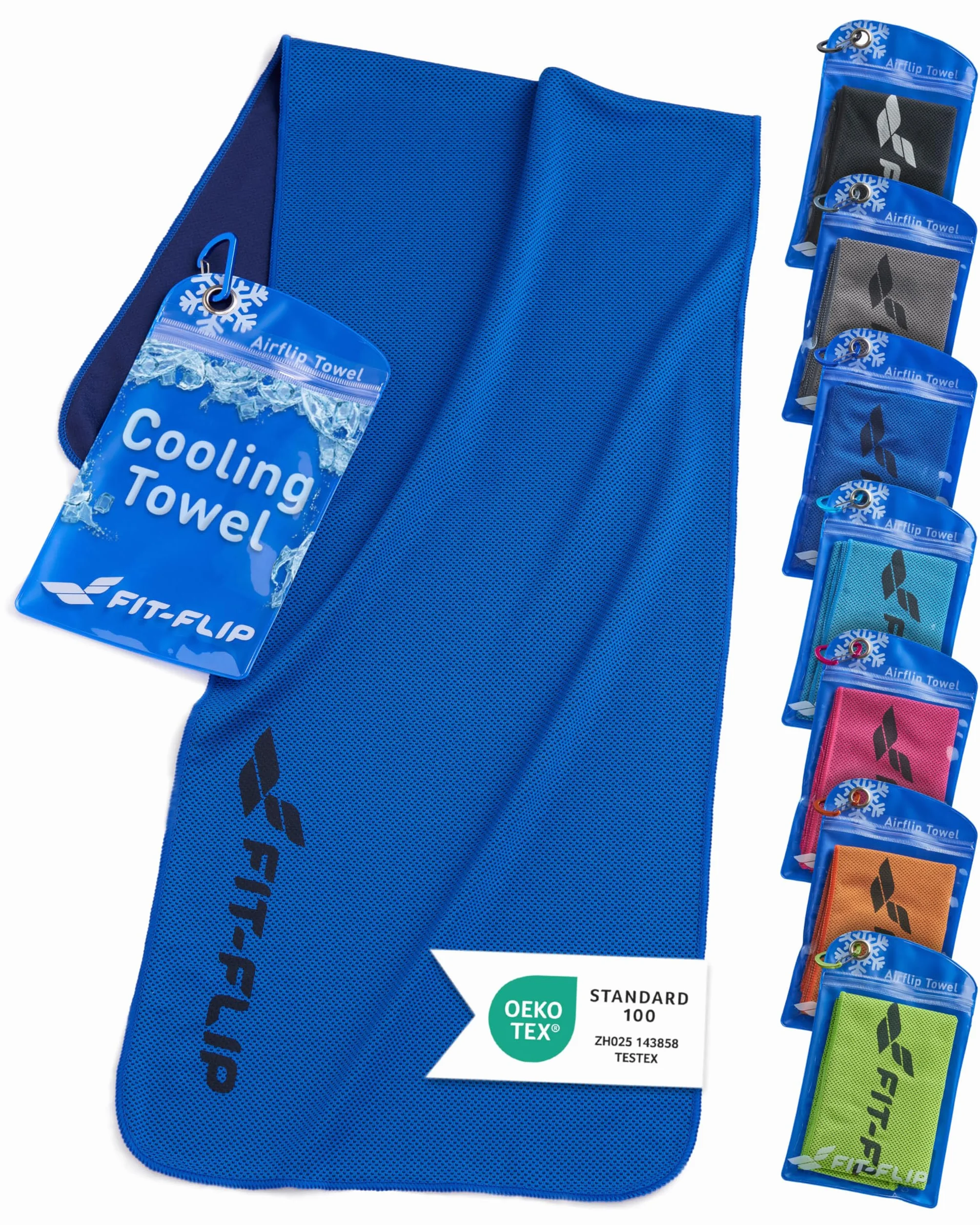 Ręcznik chłodzący idealny jako ręcznik sportowy lub chłodzący z mikrofibry – Ręcznik chłodzący do fitnessu, sportu, podróży, jogi – Airflip Cooling Towel