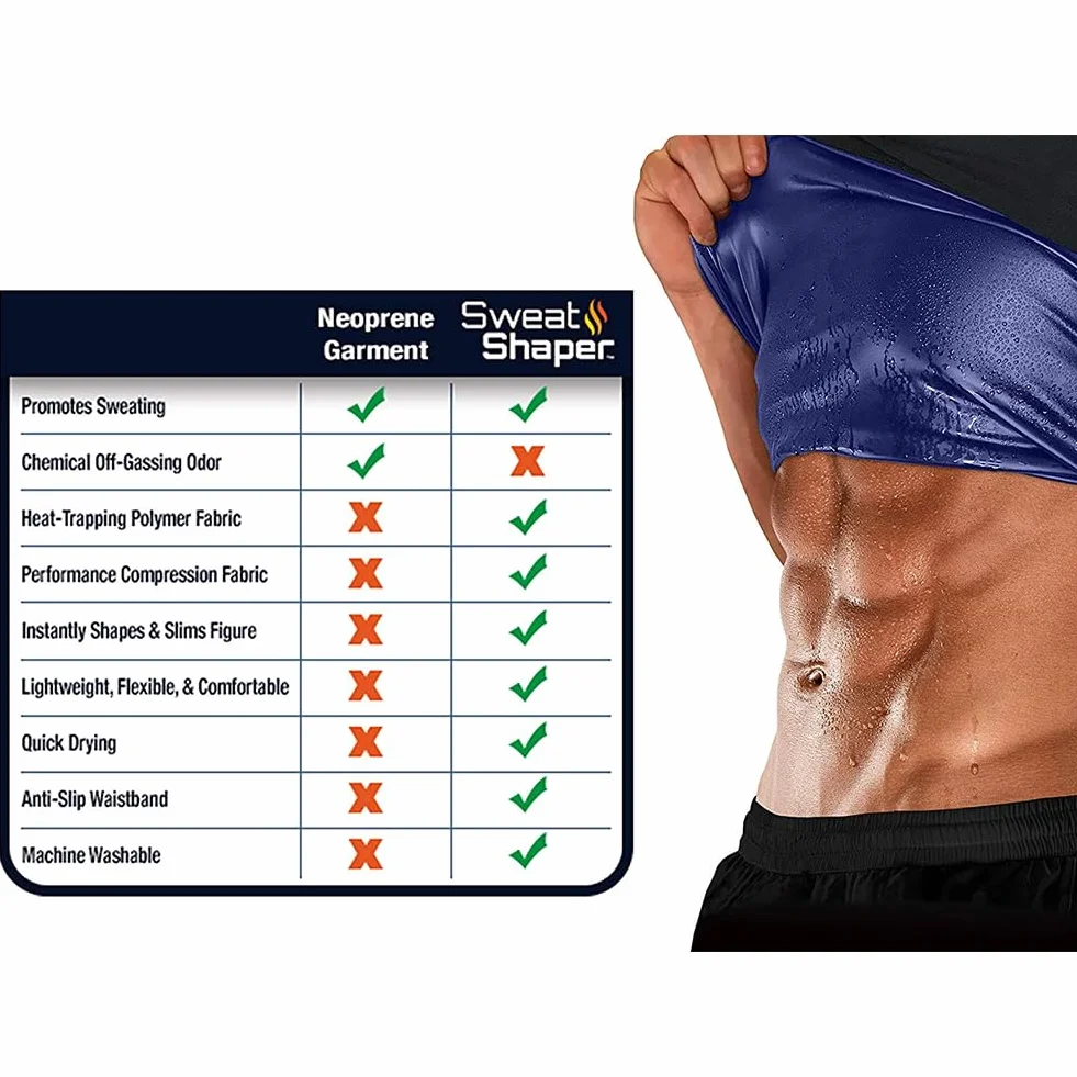 Męska kamizelka do sauna, strój do fitnessu i odchudzania potu, pas wyszczuplający, tank top, koszulka fitness, kamizelka pocąca się