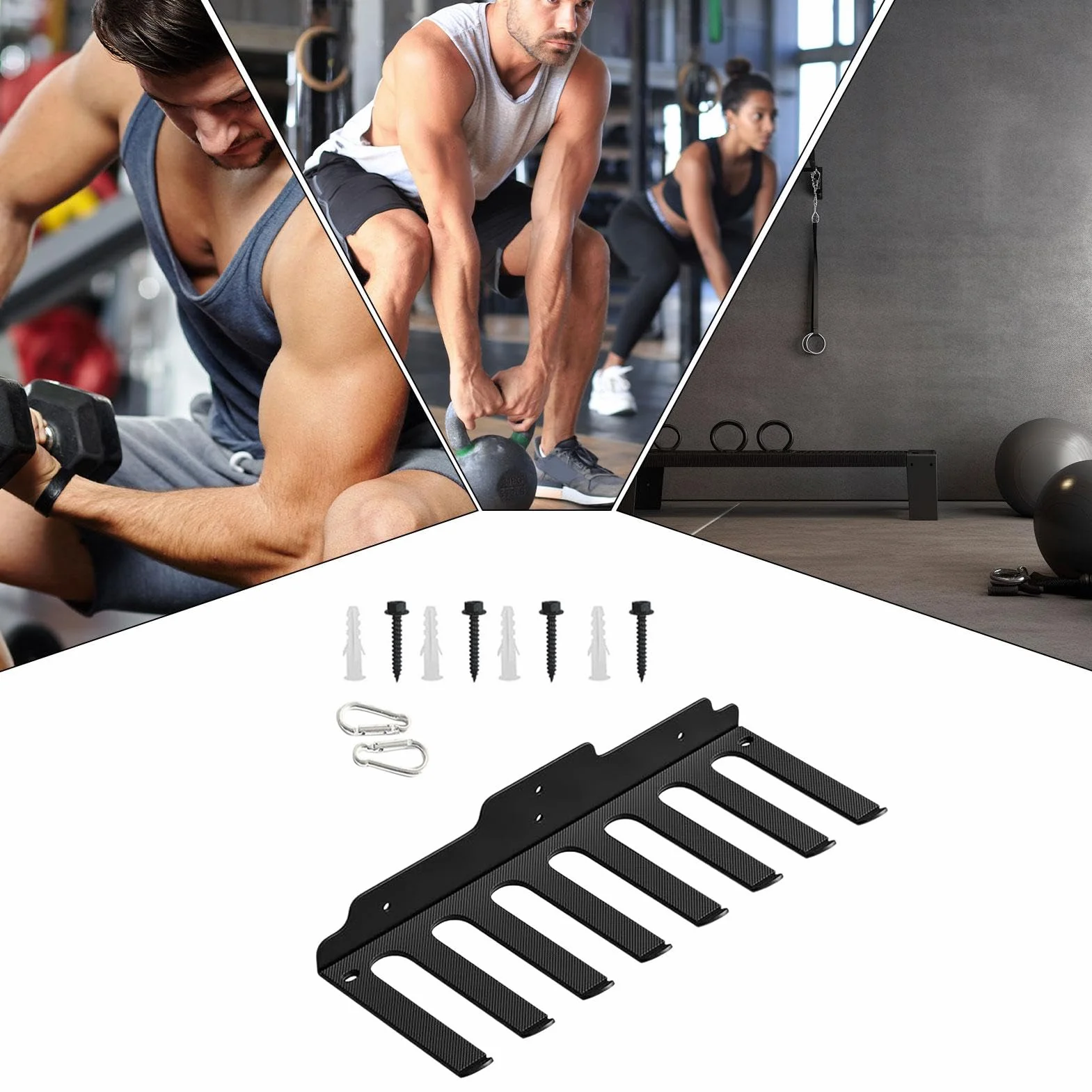 Heavy Duty Barbell Hanger, Barbell Wall Storage Rack, Gym Barbell Holder, Space Saving Weight Bar Holder, Wall Mount Barbell Organizer, Innovative Design, Strong Material Durability For Gym