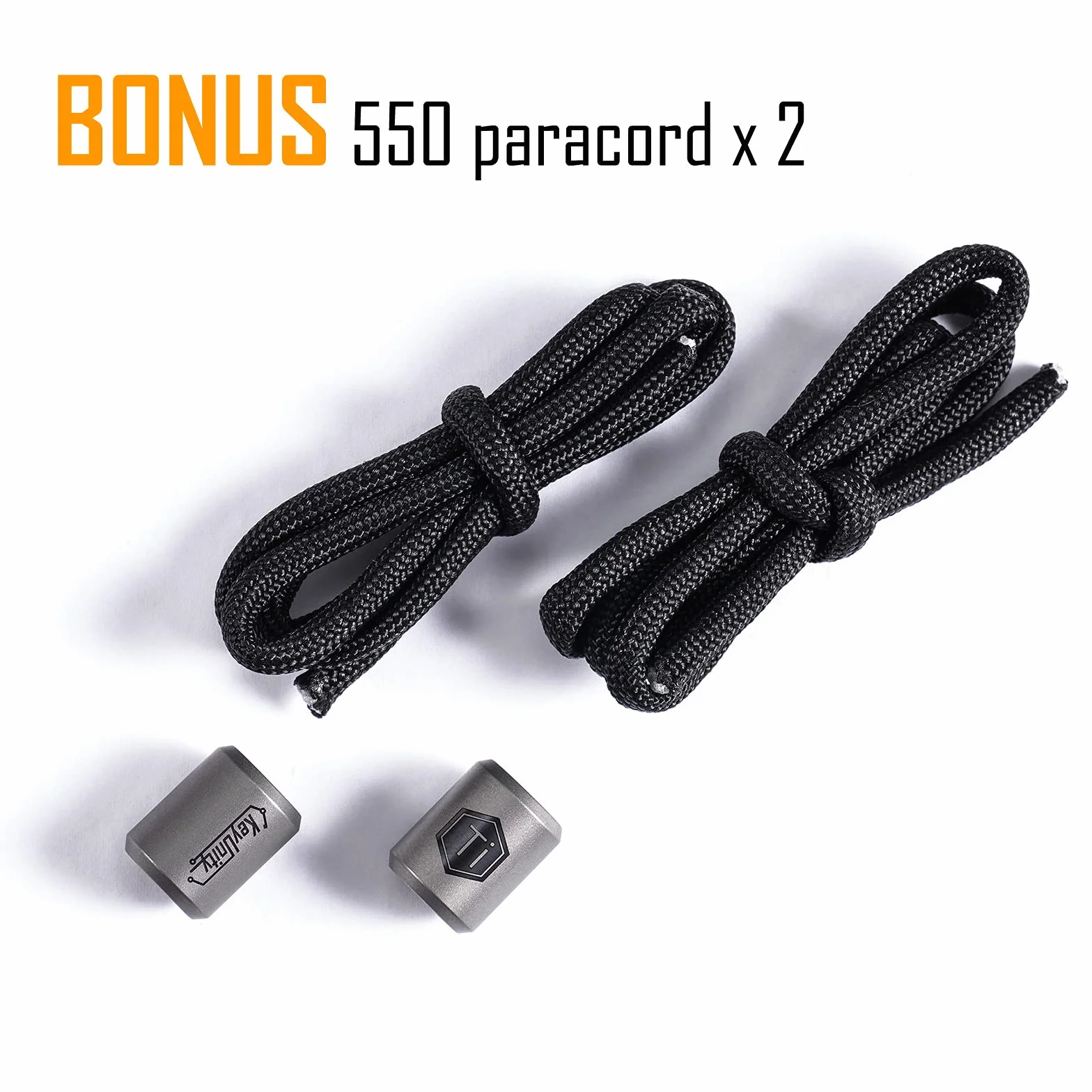 KeyUnity KA01 Koraliki z tytanu Paracord 2 szt. Koraliki do noży Akcesoria zewnętrzne EDC do bransoletki naszyjnika mini latarki plecaka, breloczka, srebrny