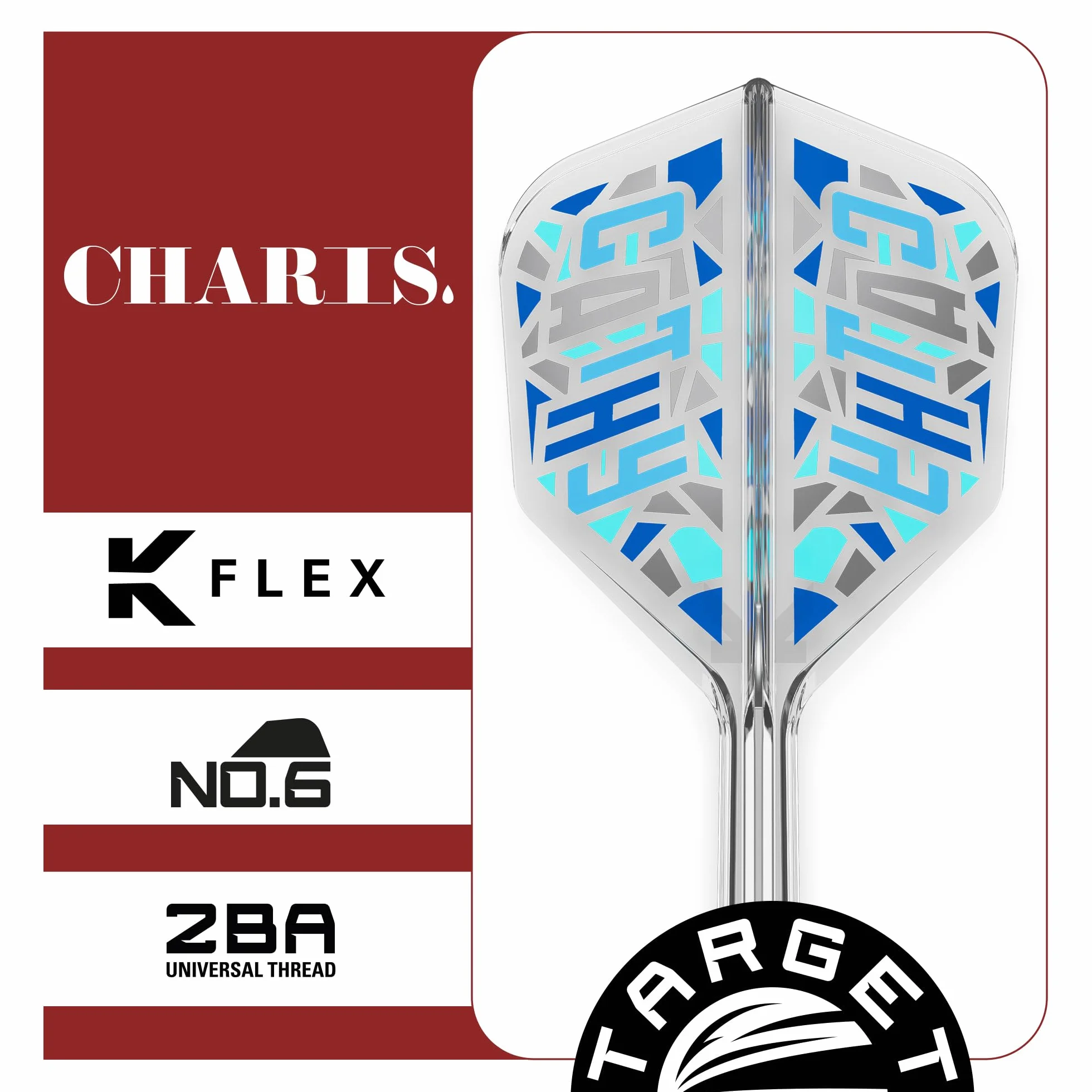Target Japan Charis 2025 K Flex Dart Flights & Shaft System, No.2 Standard/No.6 Shape | Zestaw 3 K-Flex All-in-One Flight, Cathy Leung Akcesoria | K-Flex Dart Stem Short/Intermediate/Medium