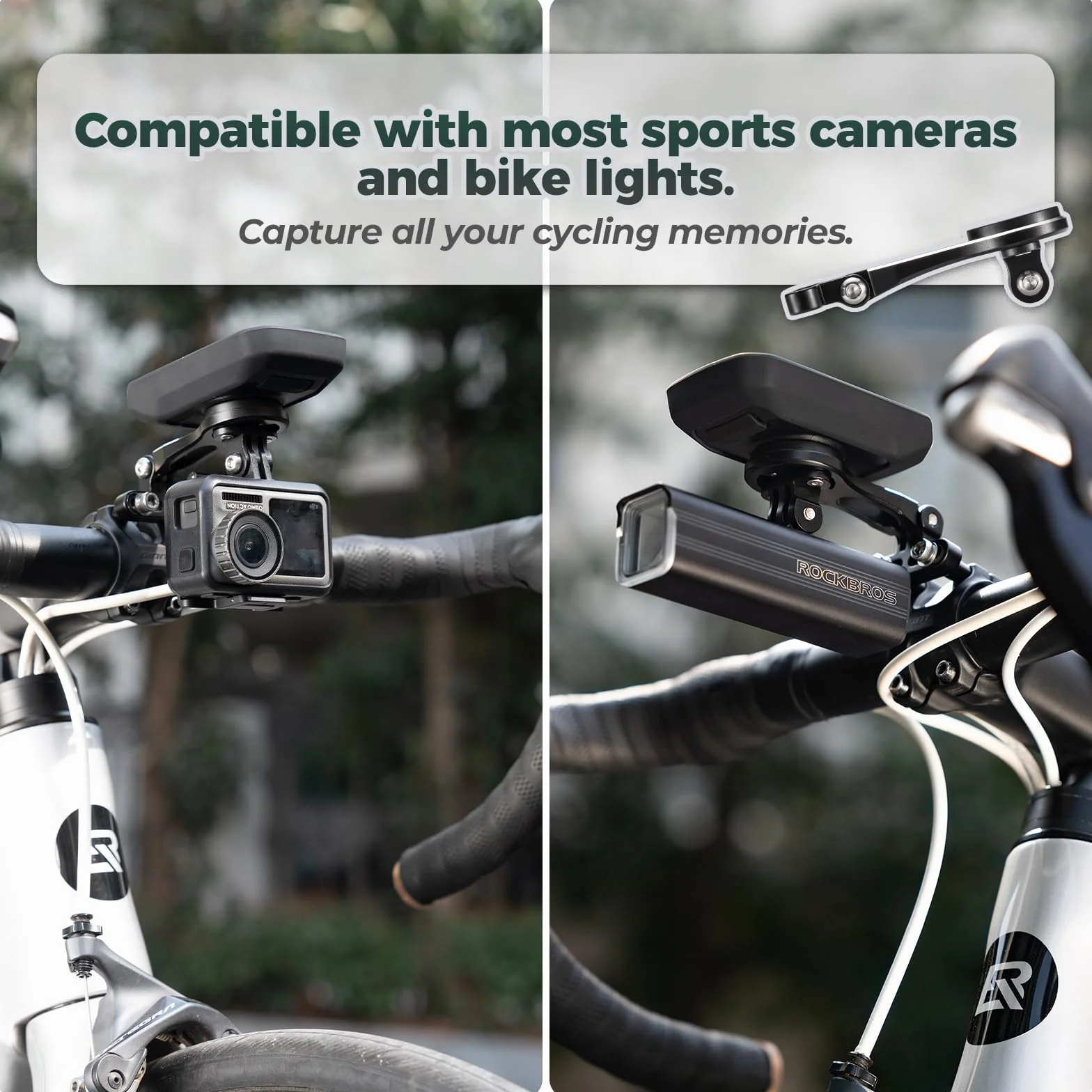 ROCKBROS Uchwyt na Licznik Rowerowy – Kompatybilny z Garmin, Bryton, Wahoo – Uchwyt na Kierownicę z Adapterami do Kamer, Świateł, Liczników –3 Rodzaje