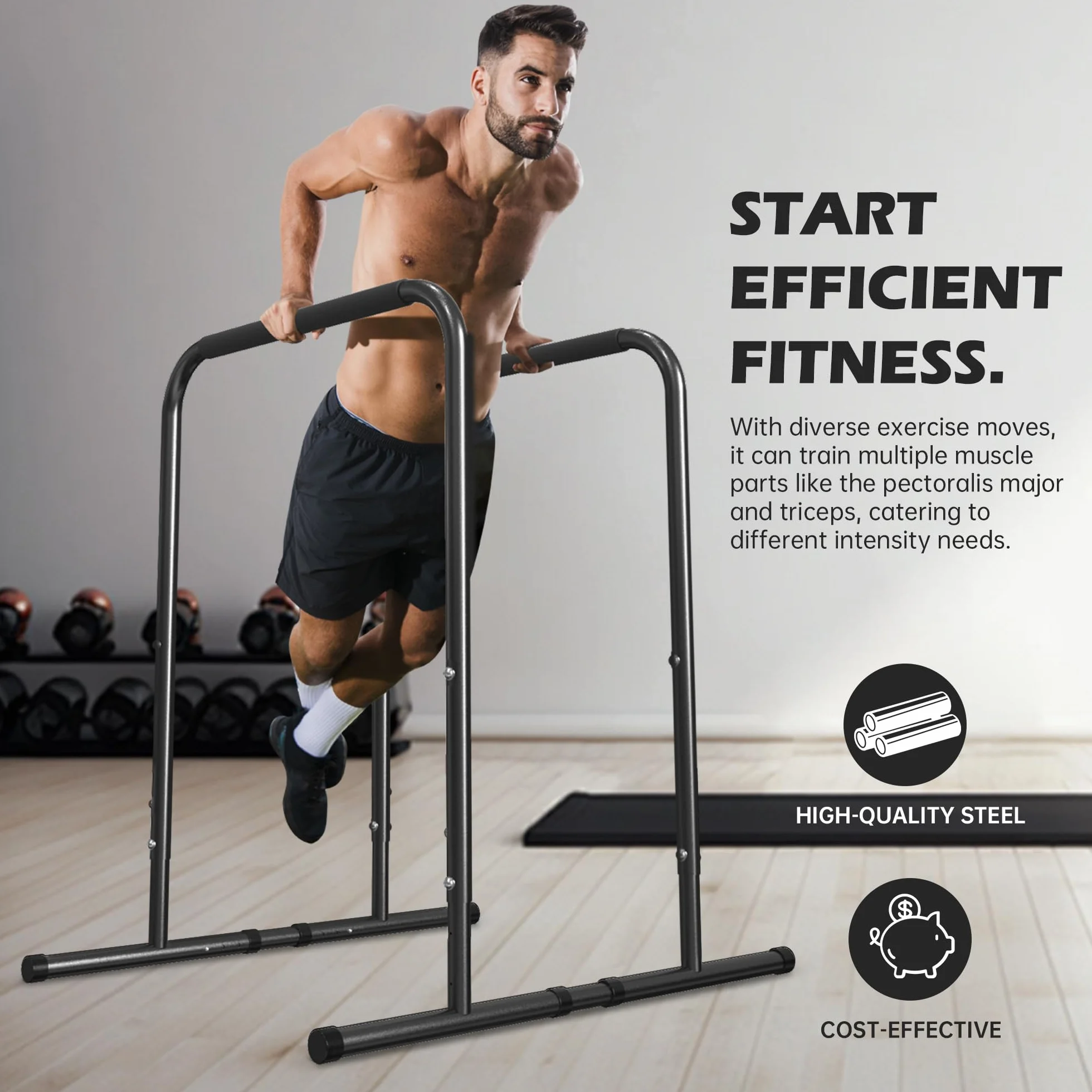 leikefitness Pull Up Dip Station trening siłowy stojaki do dipów stacja tricep dips push-up do domowej siłowni