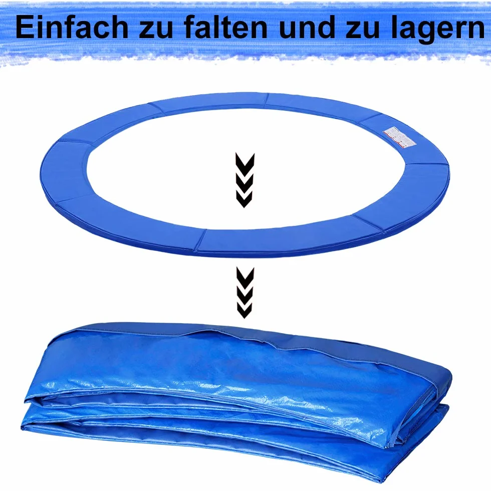 UISEBRT Osłona krawędzi trampoliny, Ø 244 cm, 305 cm, 366 cm, osłona sprężyn odporna na działanie promieni UV, odporna na rozerwanie, ochrona krawędzi, akcesoria do trampoliny, mata zabezpieczająca, niebieska