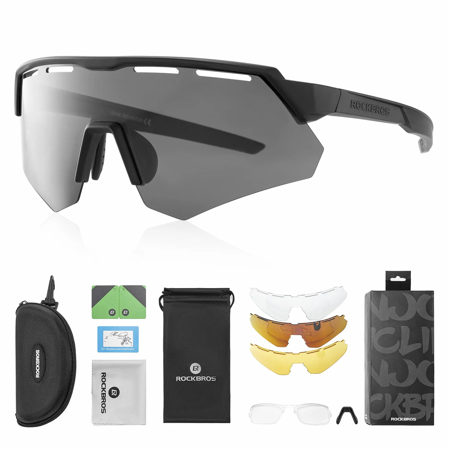 ROCKBROS Fotochromowe Okulary Rowerowe UV400, Męskie i Damskie Sportowe z Półramką, do Kolarstwa Szosowego, Górskiego, Sportów na Świeżym Powietrzu