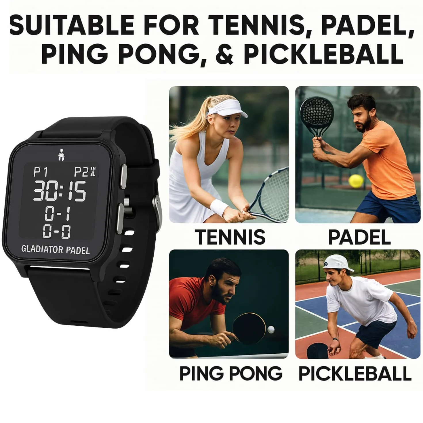 Licznik Punktów Padel Wodoodporny Zegarek z Trybem Alarmu, Stopera