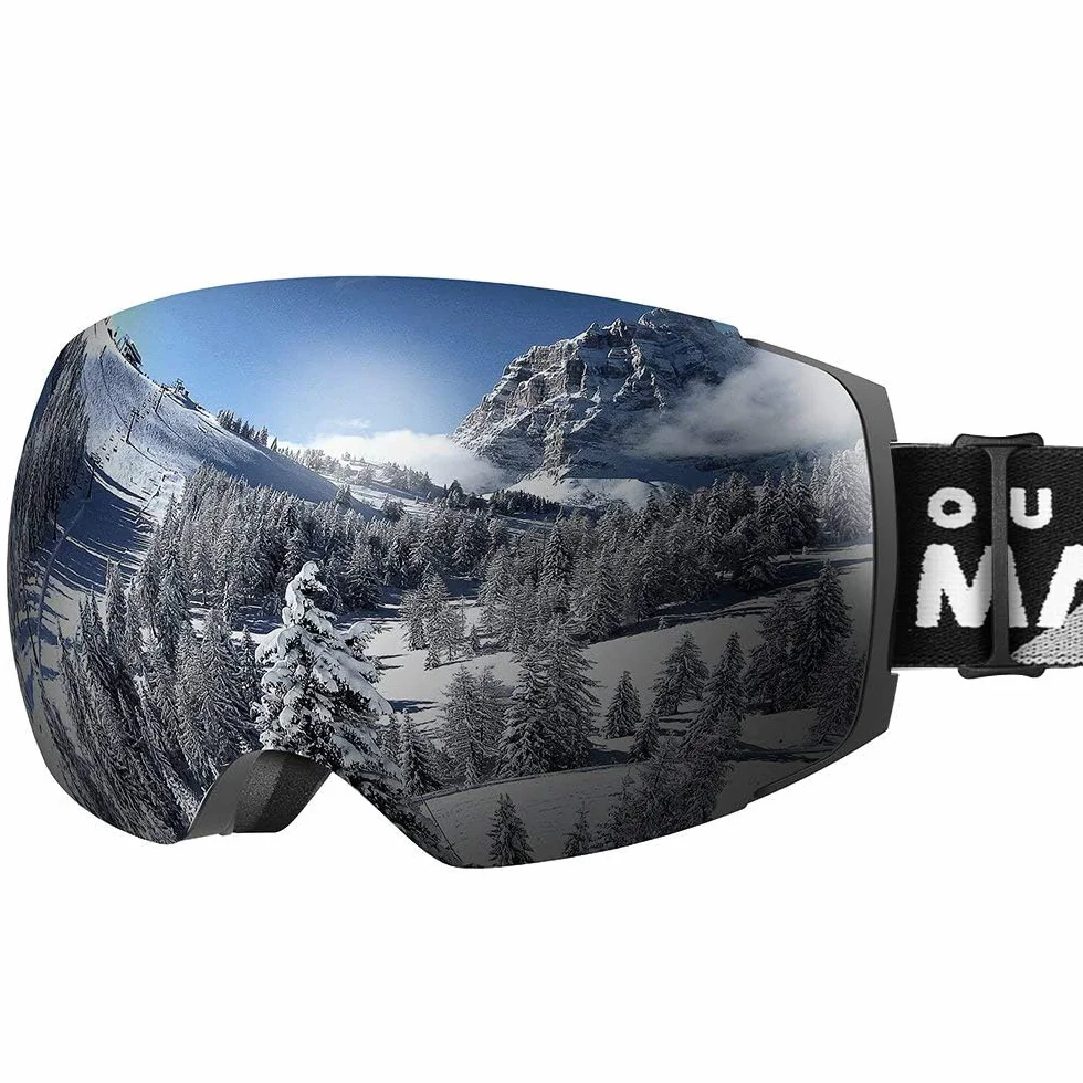 OutdoorMaster Gogle narciarskie PRO bezramkowe wymienne soczewki UV400 ochrona