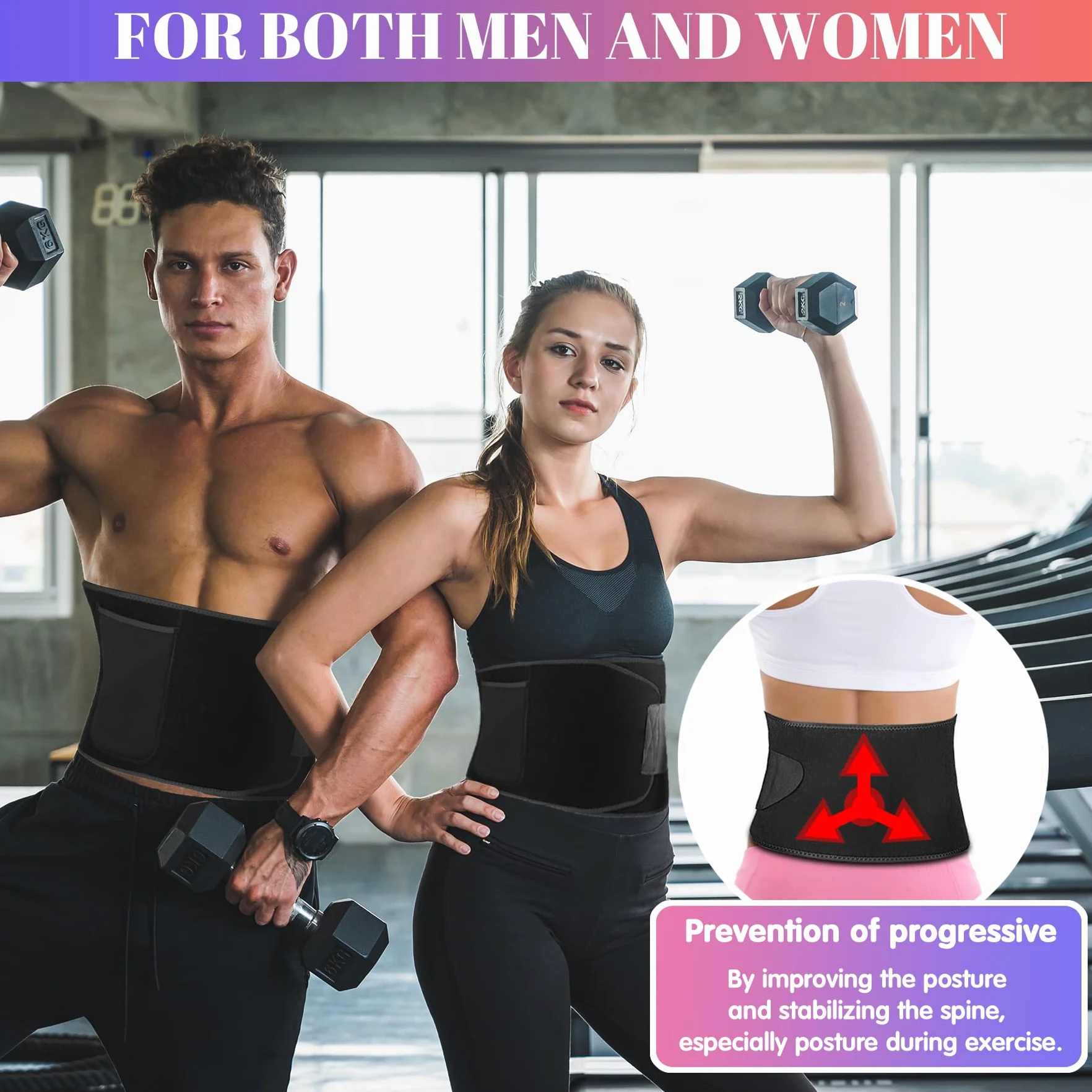 LUZOON Pas wyszczuplający brzuch neoprenowy regulowany do sauny fitness