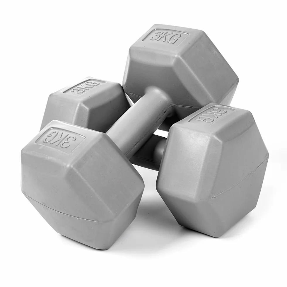 Zestaw 2 krótkich hantli z litego cementu, antypoślizgowe, 2 x 1-4 kg do fitnessu i treningu siłowego