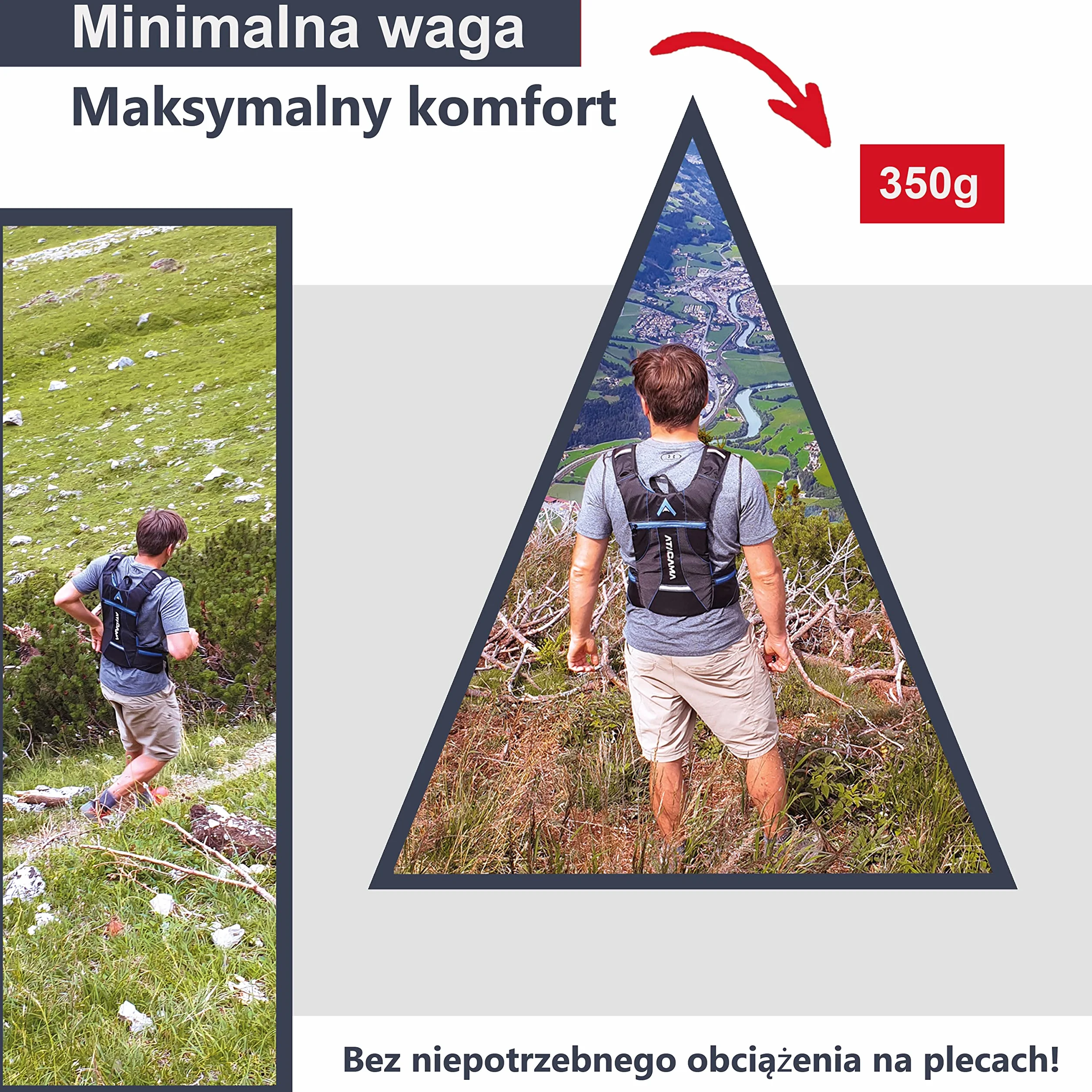 Atacama Plecak do picia, plecak biegowy, plecak rowerowy, plecak opcjonalnie z bukłakiem 2 l