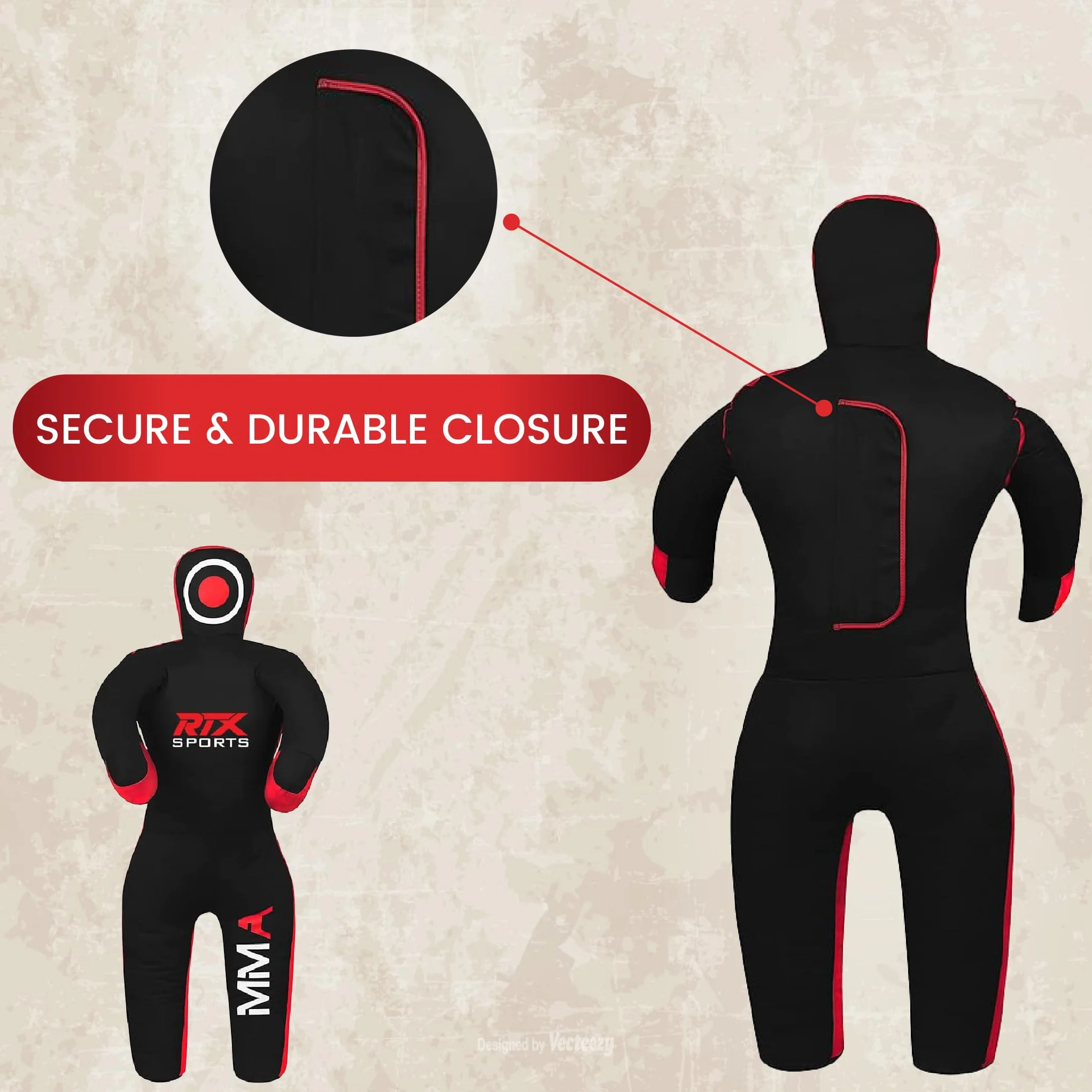 RTX Kids MMA Judo Grappling Dummy - Punch Bag for Brazilian BJJ Jiu Jitsu, Wrestling, MMA Training Canvas Unfilled 47"