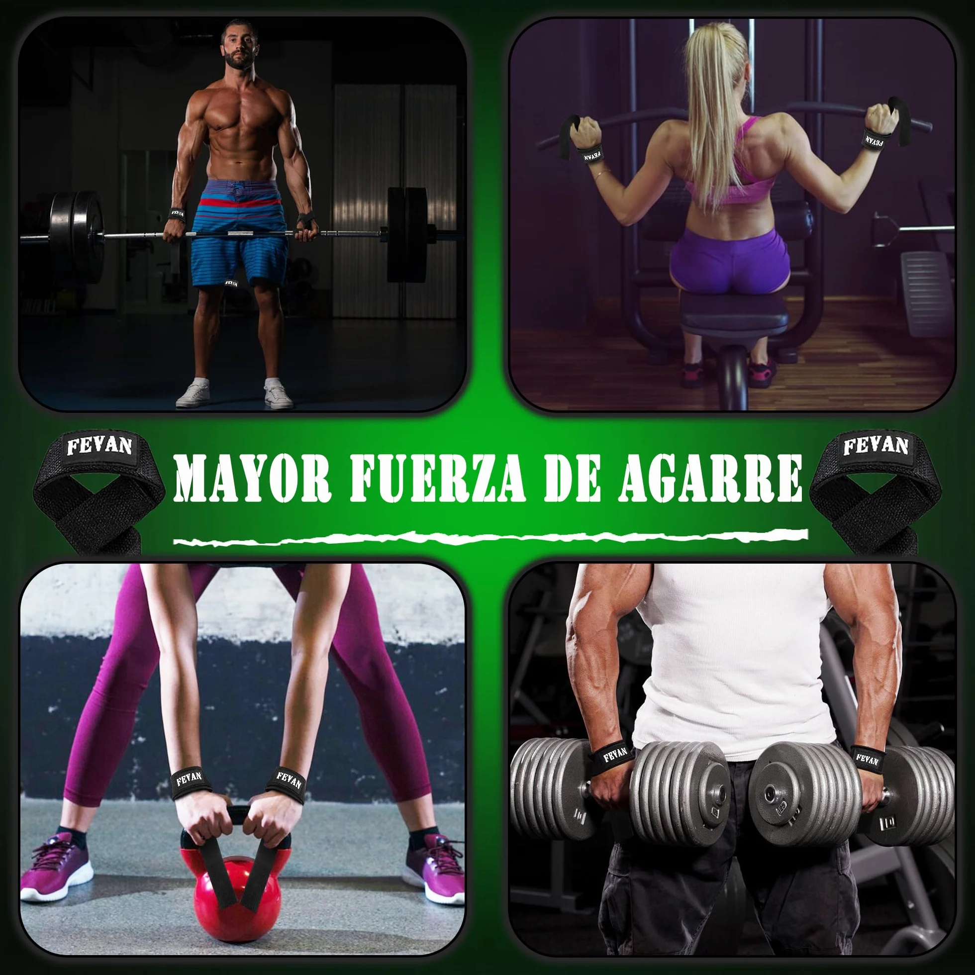 FEVAN Straps Gym - Podnoszenie ciężarów - Paski do podnoszenia ciężarów - Podnoszenie ciężarów - Chwyt Siłowni - Paski do podnoszenia ciężarów dla kobiet i mężczyzn