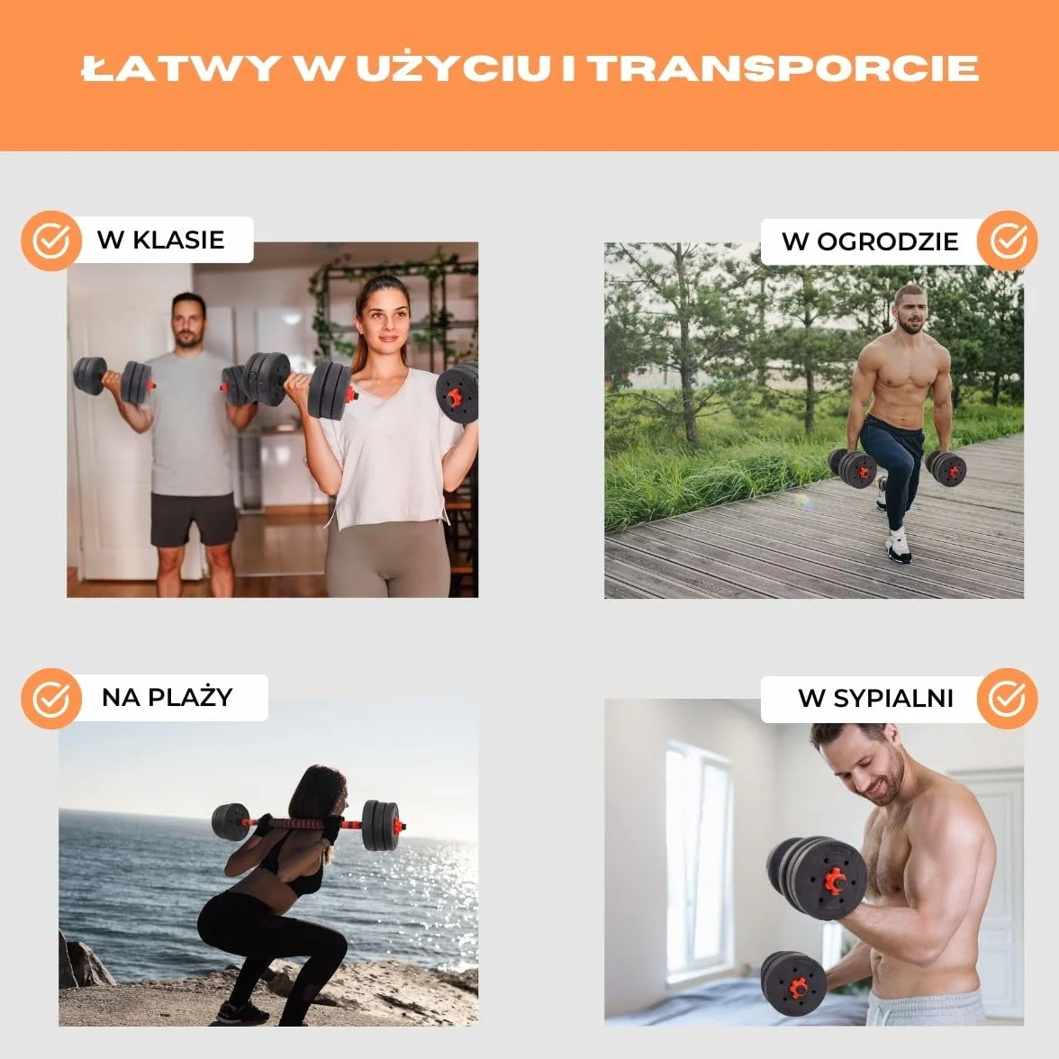 Mobiclinic Regulowane hantle 2 w 1 20 kg Wytrzymała stal