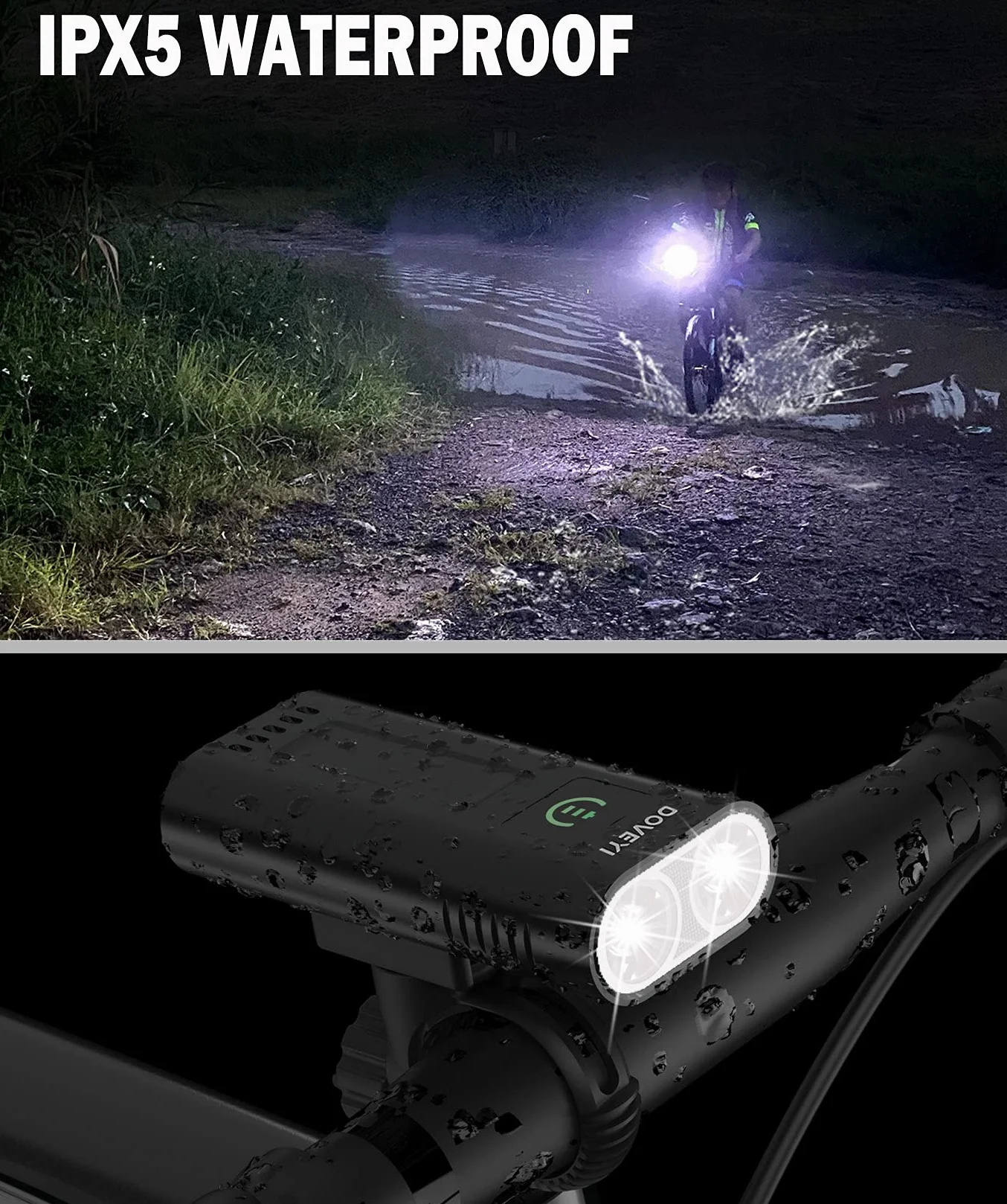 Akumulatorowe światła rowerowe USB, mocne światła rowerowe LED 6400 mAh Super 2400 lumenów Przednie i tylne światło rowerowe Wodoodporny zestaw świateł rowerowych szosowych i górskich IPX5