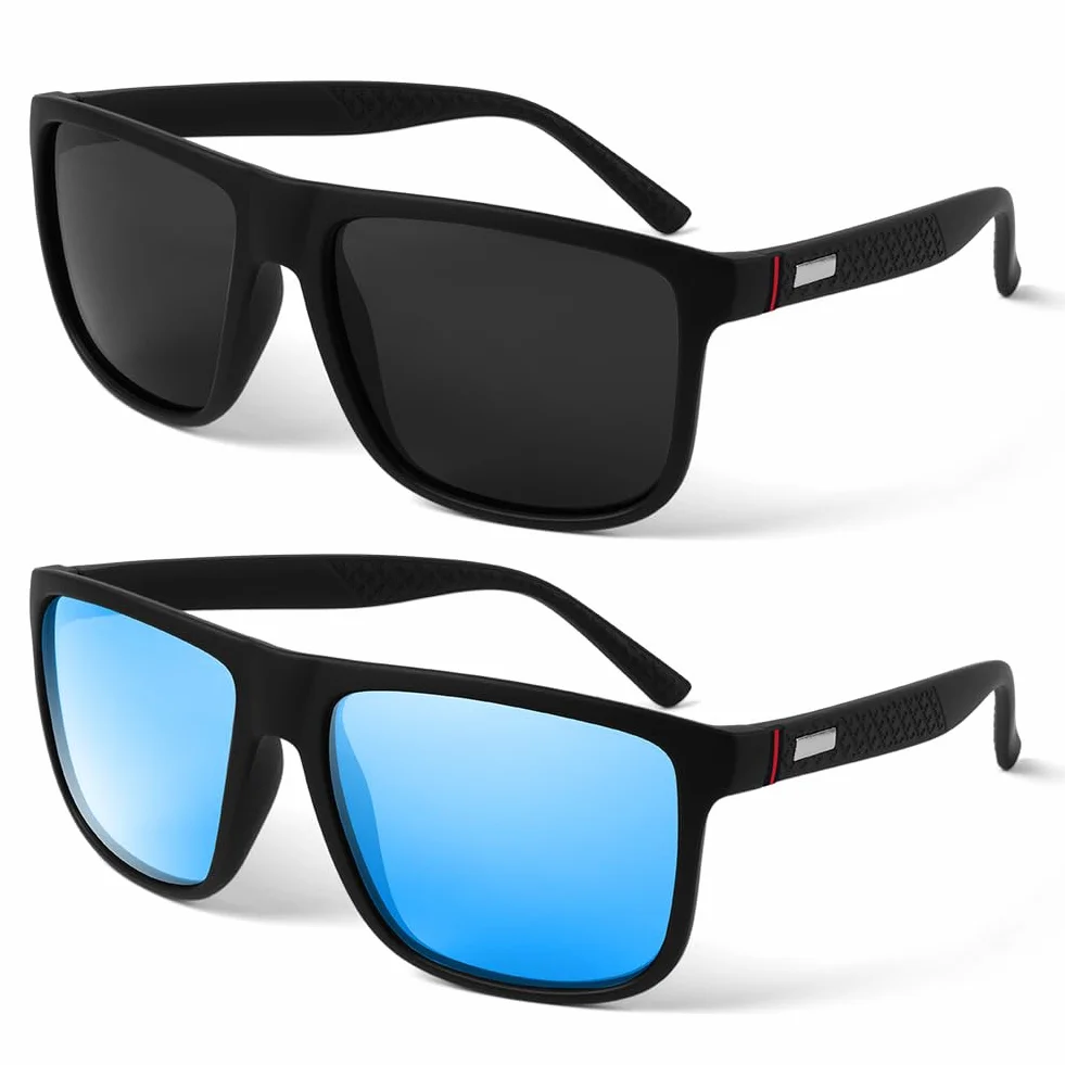 AUYAO Okulary przeciwsłoneczne dla mężczyzn i kobiet, okulary polaryzacyjne ochrona przed promieniowaniem UV, okulary przeciwsłoneczne retro, prostokątne okulary przeciwsłoneczne polaryzacyjne do
