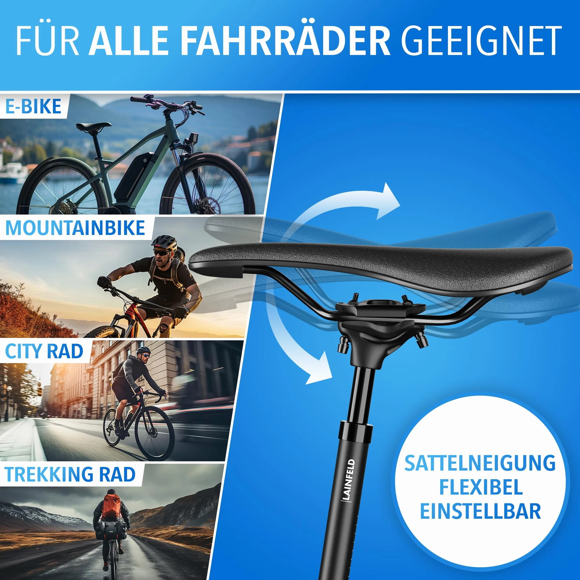 LAINFELD Sztyca podsiodłowa sprężynowa 27,2 mm 30,9 mm 31,6 mm regulowana MTB E-Bike