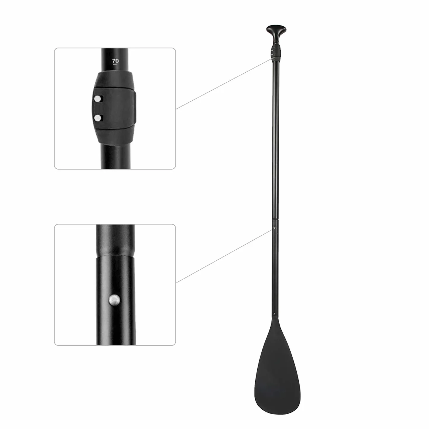 Wiosła deski do deski surfingowej Canoe, wiosło żeglarskie Aluminiowe wiosło Odpinane czarne wiosło Wiosło Stand Up Paddle Deska do surfingu Kayak