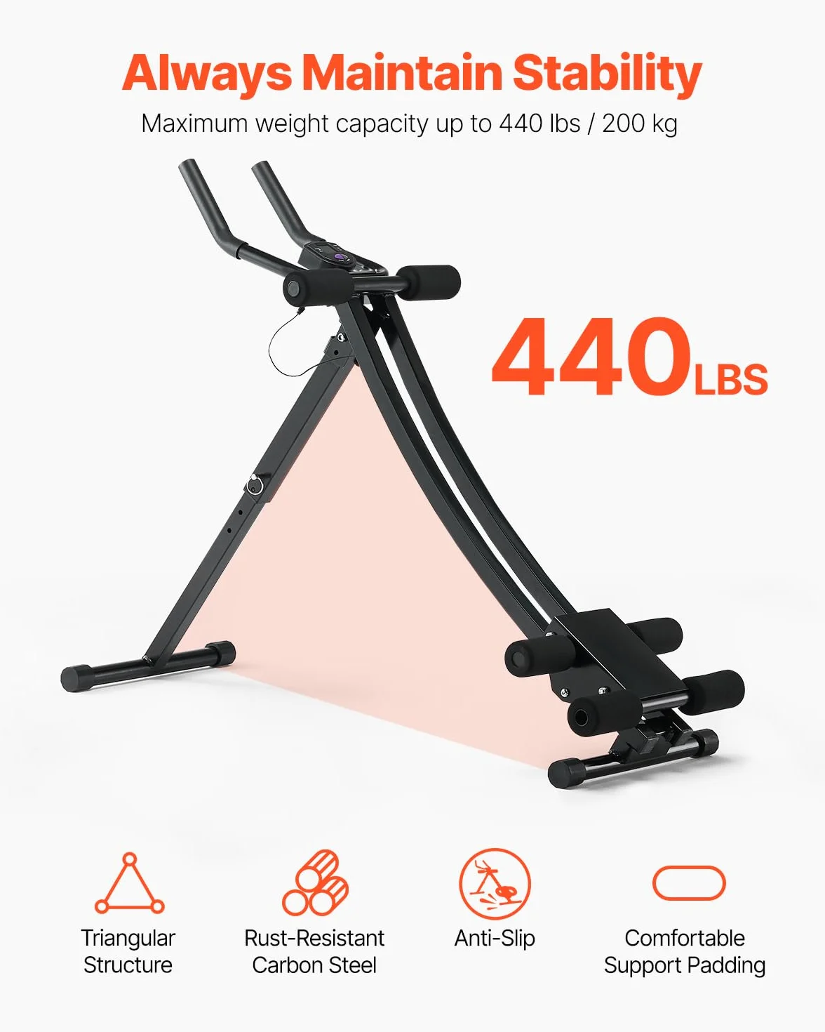 VEVOR Urządzenie do treningu mięśni brzucha, urządzenie do treningu mięśni brzucha, maszyna AB, do studia fitness, 200 kg, trener mięśni brzucha, trening siłowy, składany, regulowany sprzęt fitness,