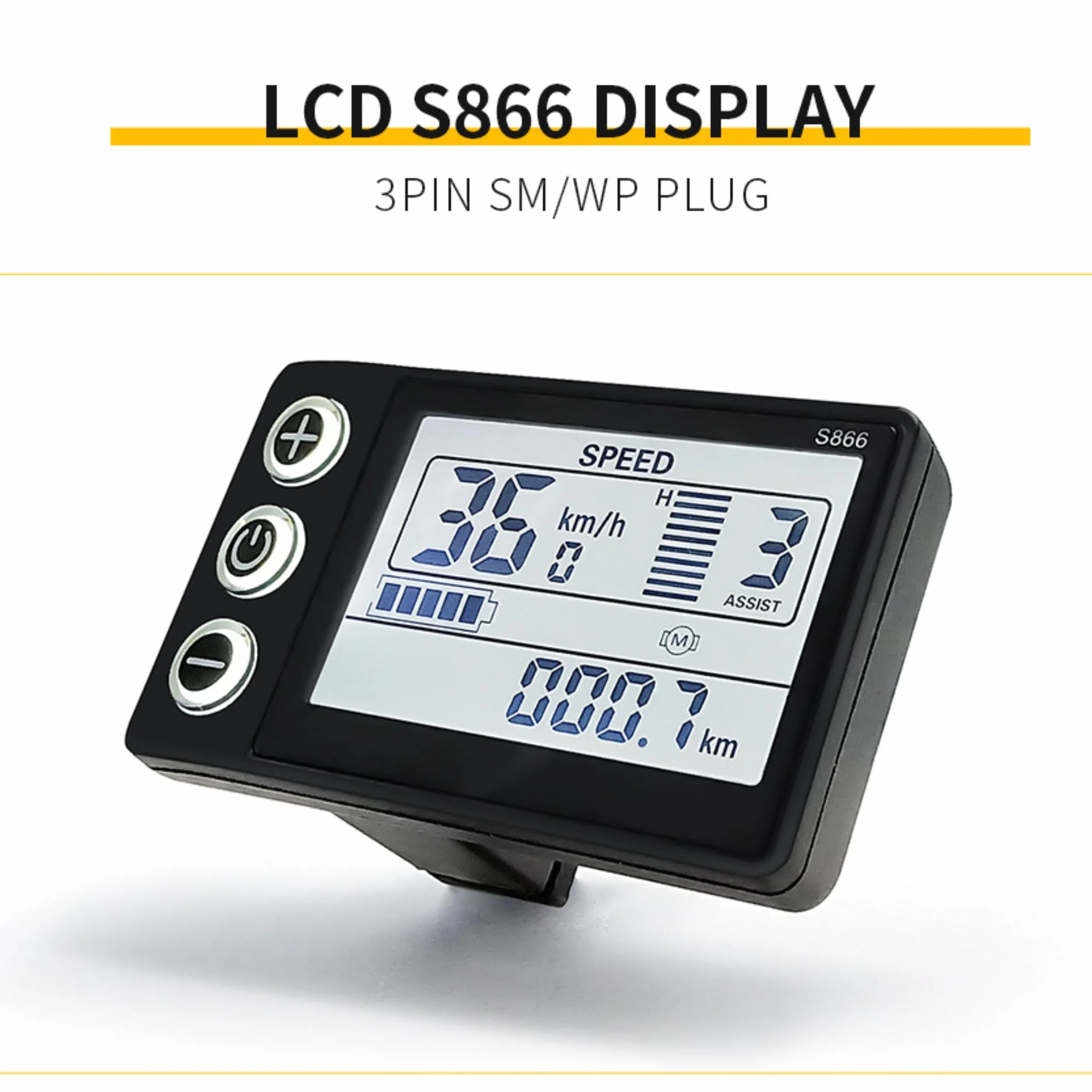 Miernik z Wyświetlaczem LCD do Roweru Elektrycznego S866, 6-pinowy 24 V 36 V 48 V 60 V E Bike Wodoodporny Wyświetlacz Panel Sterowania Miernikiem, Uniwersalny Ekran Panelu LCD do