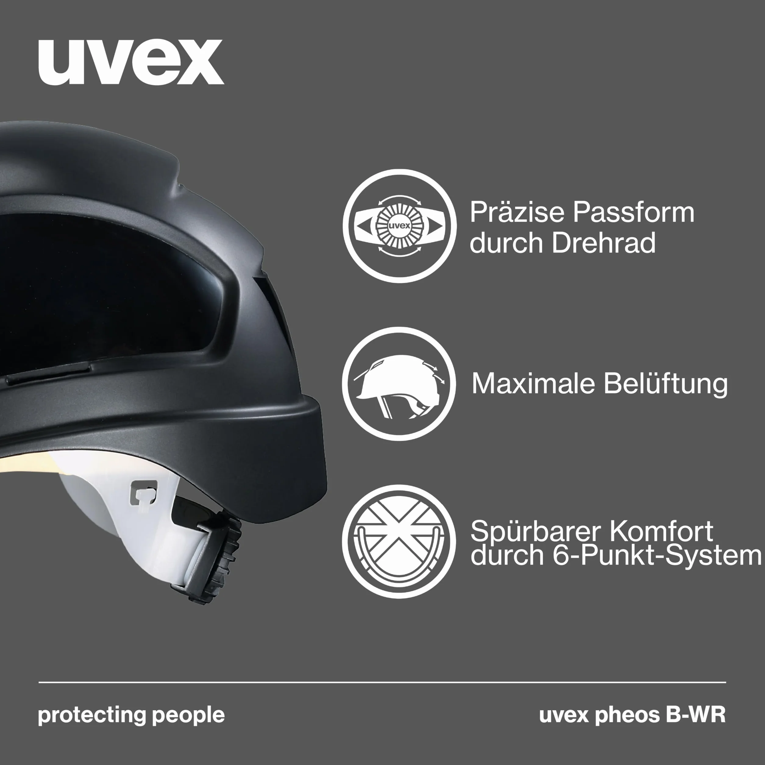 Uvex Pheos B-WR Kask ochronny wentylowany czarny