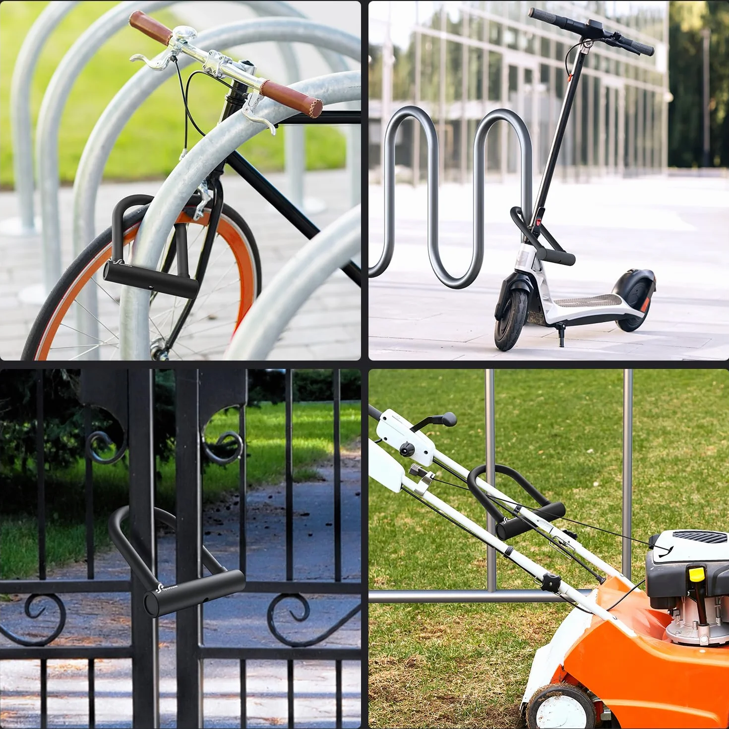 Sportneer Zamek rowerowy 18mm Wysoko wytrzymałe zapięcie z trwałym uchwytem i kluczem Antykradzieżowe bezpieczne zamki do rowerów szosowych, e-bike, rowerów górskich, składanych, 20 x 16 cm