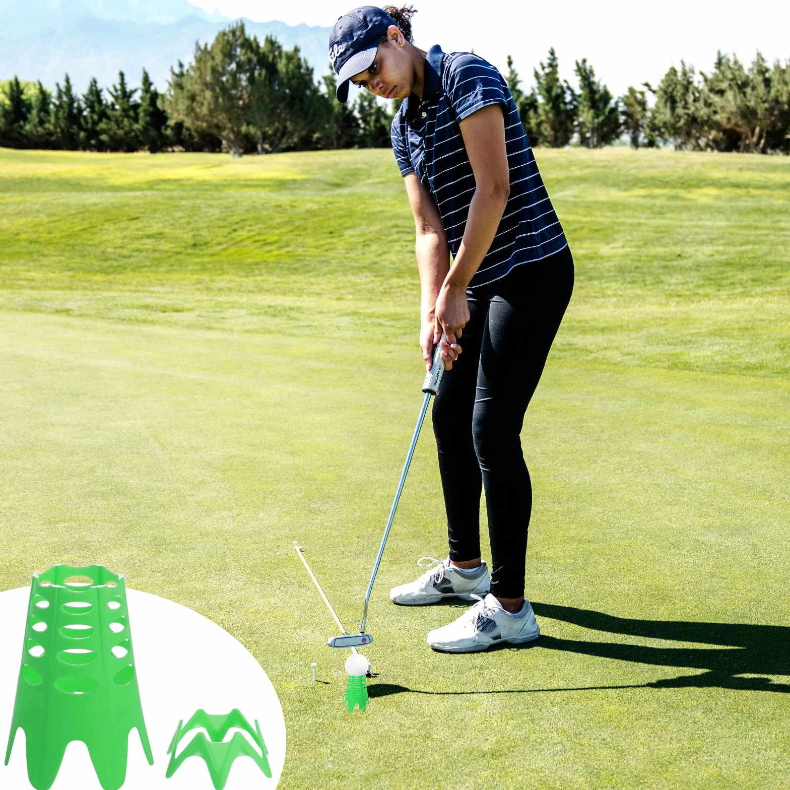 20szt Koszulki Golfowe, Plastikowe Koszulki do Symulatora Golfa Trening treningowy Maty Golfowe Koszulki dla Milosników Sportów w Domu na Zewnatrz (10 Wysokich i 10 Malych, Zielony)