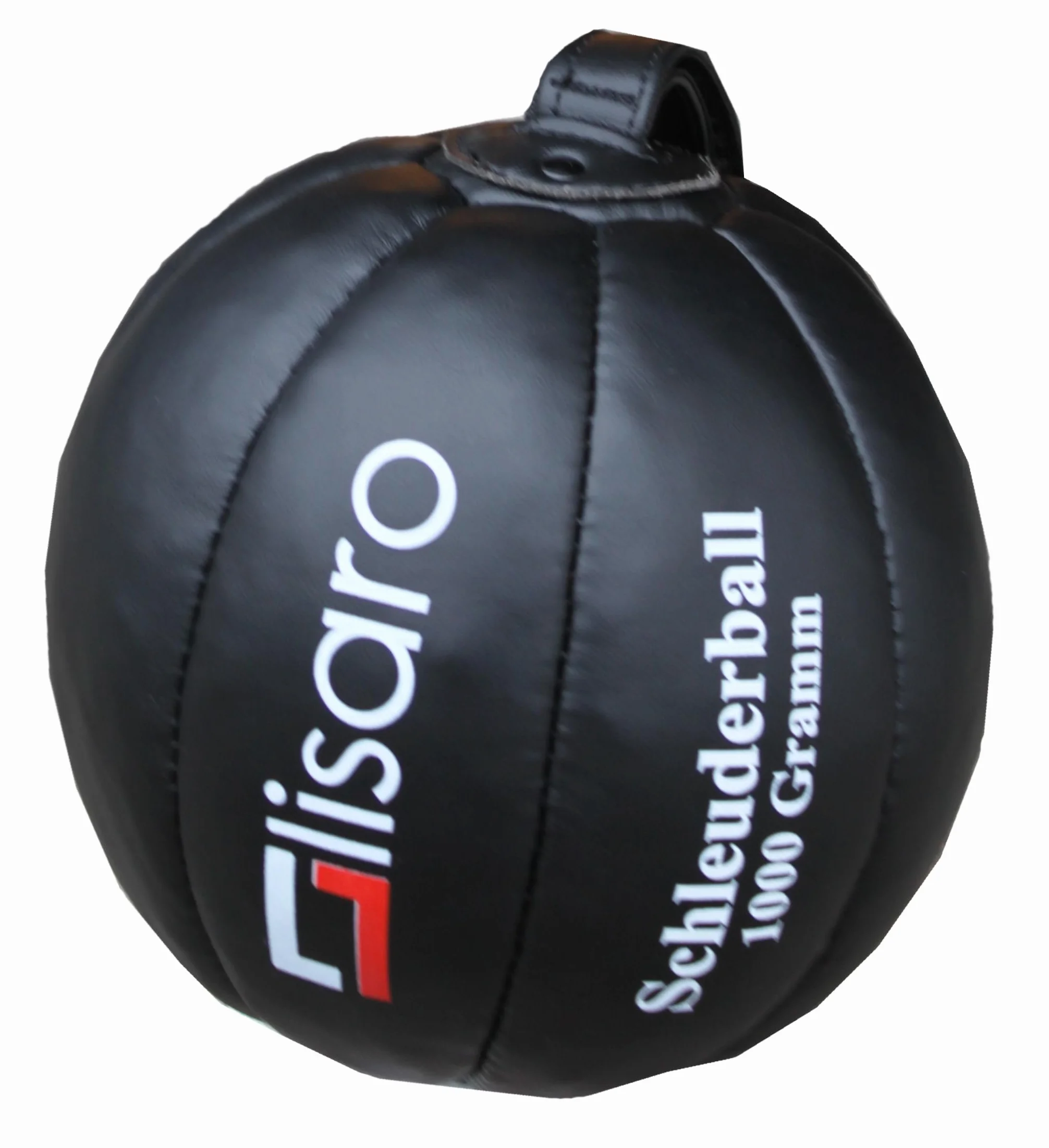 lisaro Piłka do rzucania ze skóry PU, kolor czarny, średnica ok. 18-20 cm. Rozmiar 1500 g