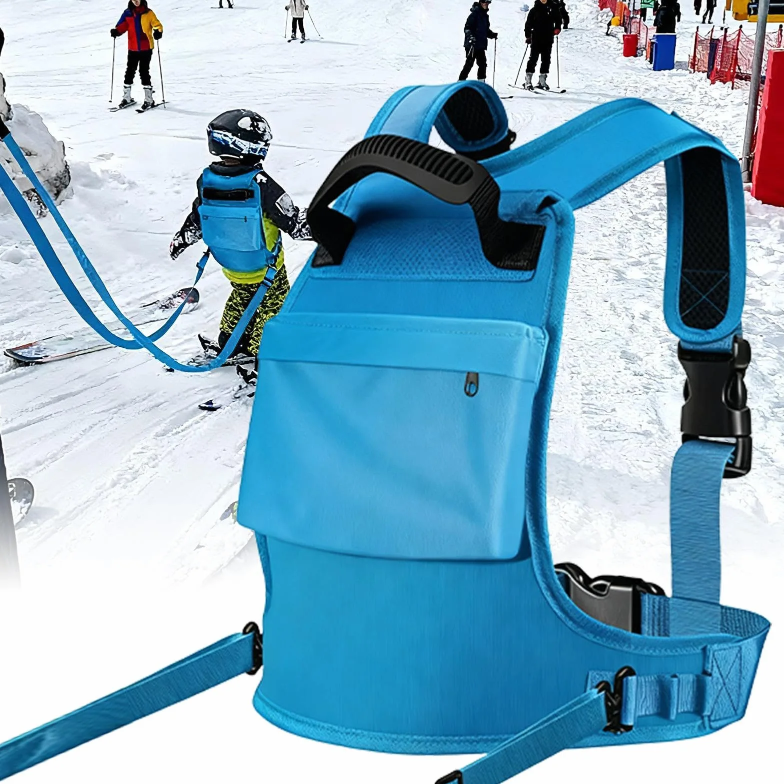 Szelki treningowe dla dzieci regulowany pasek 40x30 cm pomoc w nauce jazdy na nartach i snowboardzie