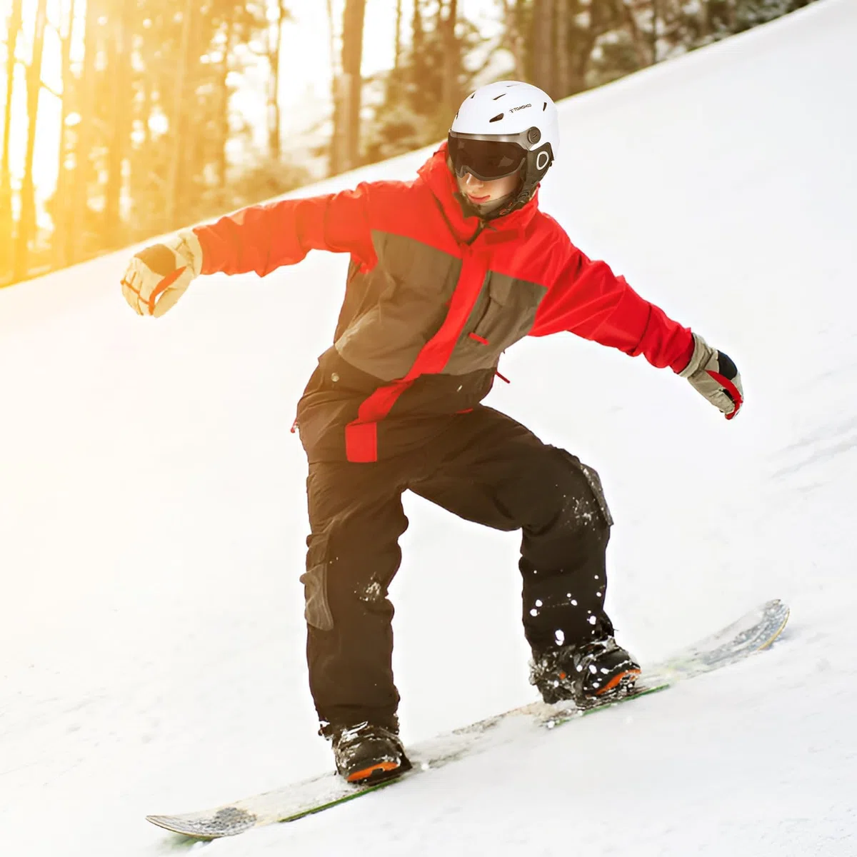 TOMSHOO Kask narciarski ze zdejmowanymi goglami, wewnętrzną wyściółką i nausznikami, certyfikat bezpieczeństwa i lekki kask snowboardowy dla mężczyzn i kobiet, do snowboardu i jazdy na rowerze