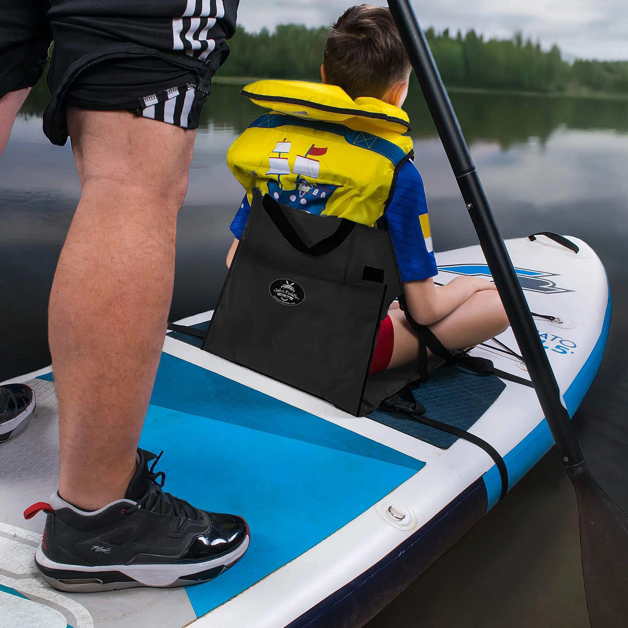 Uniwersalne siedzisko SUP do SUP SUP SUP do deski SUP BLUE/BLACK pasuje do wszystkich desek SUP, nie wymaga pierścieni D i metalowych karabińczyków do montażu, łatwa instalacja z 2 paskami (czarny)