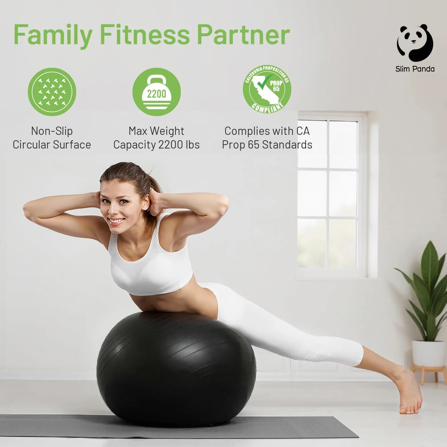 Slim Panda Piłka gimnastyczna 55-85 cm zabezpieczona przed wybuchem z pompką do fitnessu