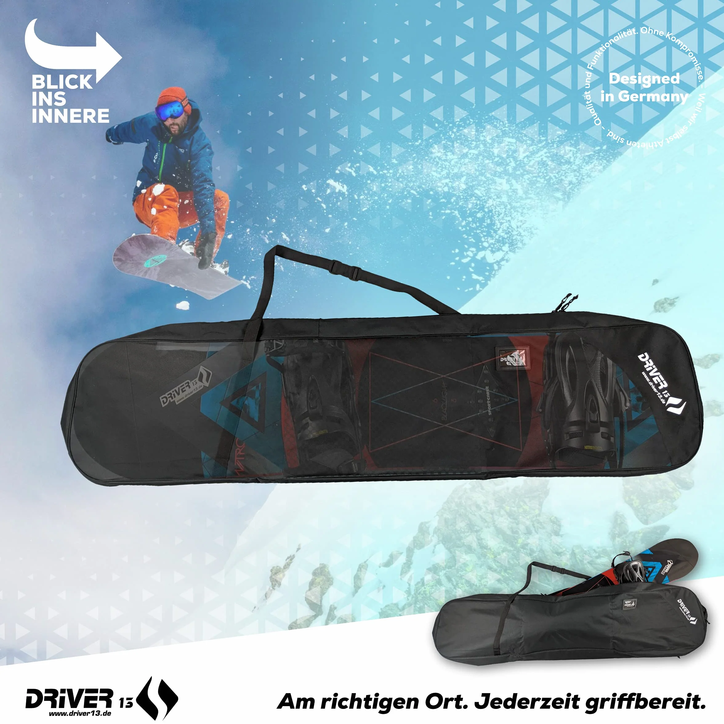 Driver13 Torba snowboardowa, torba snowboardowa, do transportu i przechowywania, zamek błyskawiczny, czarna