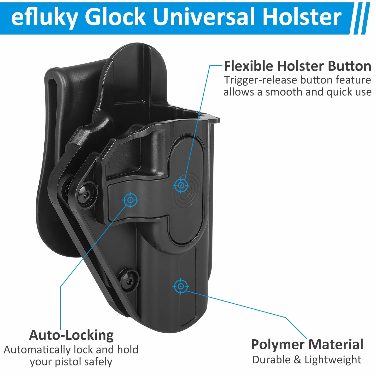 efluky Universalny Pokrowiec na Pistolet Fit G17, G19, G19x, G26, G34, G43, G48, Ruger Max-9mm, Ruger 57, Scct-1/2, S&W M&P 9. 380 Shield ez, Springfield Armory Hellcat/Hellcat Pro, Paddle 60°