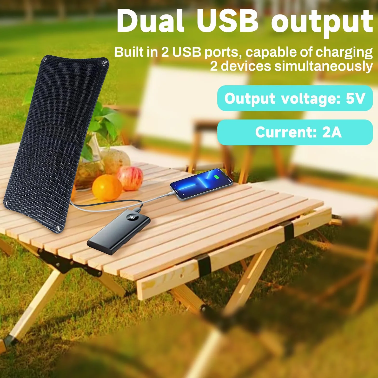 Panel słoneczny 10 W 5 V podwójny port USB 2 A ładowarka do plecaka na zewnątrz