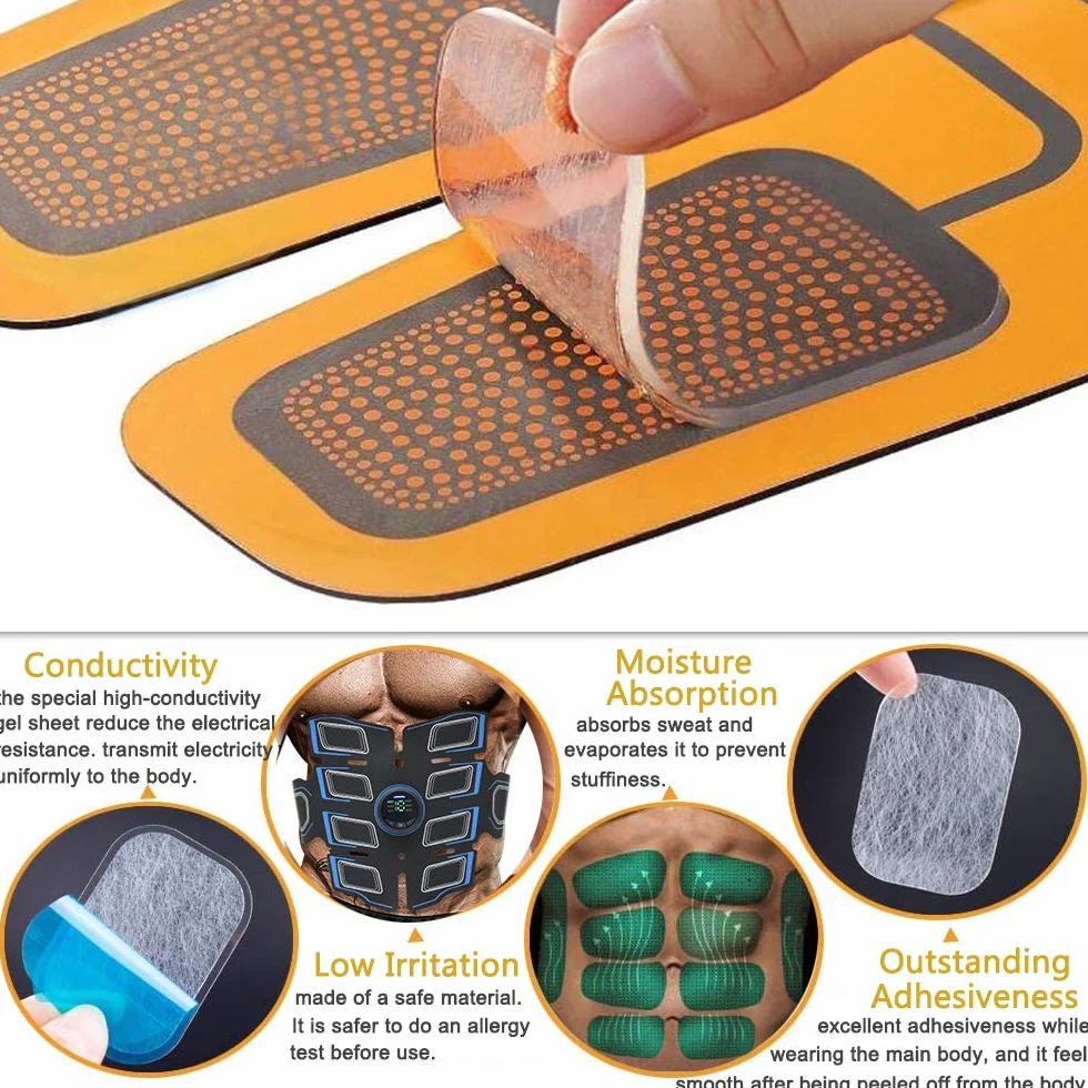 EMS żelowa podkładka, podkładka żelowa do trenażera EMS do treningu brzucha, elektryczna stymulacja mięśni, ABS, zapasowa podkładka żelowa, EMS Gel Pad, zamiennik żelu, przyrząd treningowy EMS, 48
