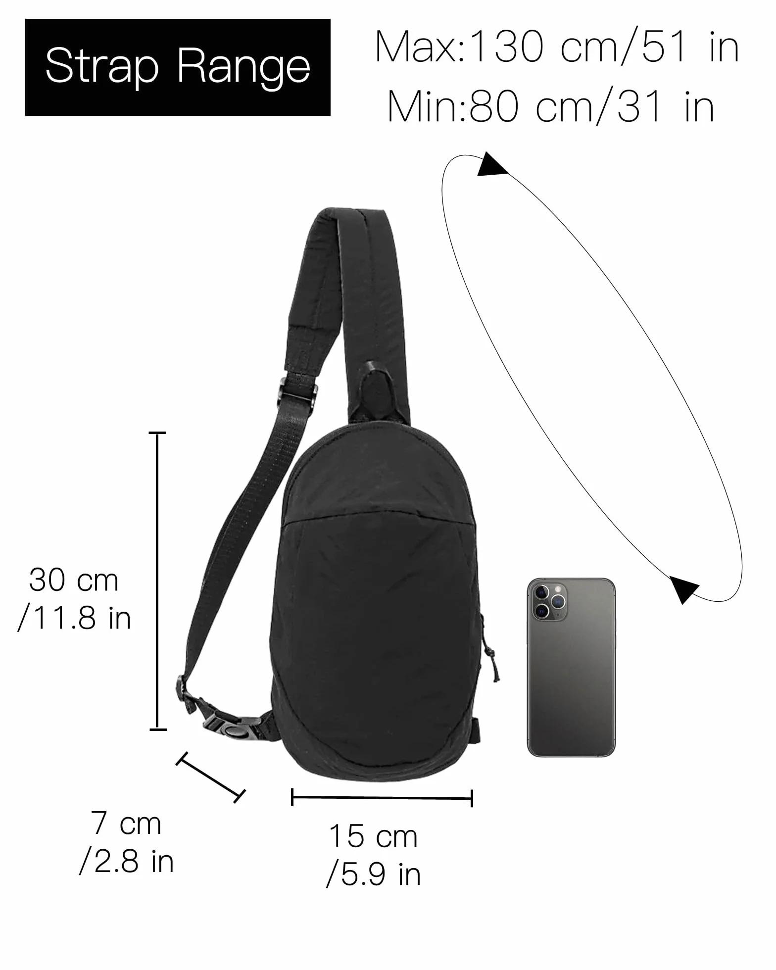 Torba na ramię Plecak Mały Sling Bag Crossbody Bieganie Torba na siłownię Antykradzieżowa Kobiety Mężczyźni Praca Zakupy Podróże, czarne