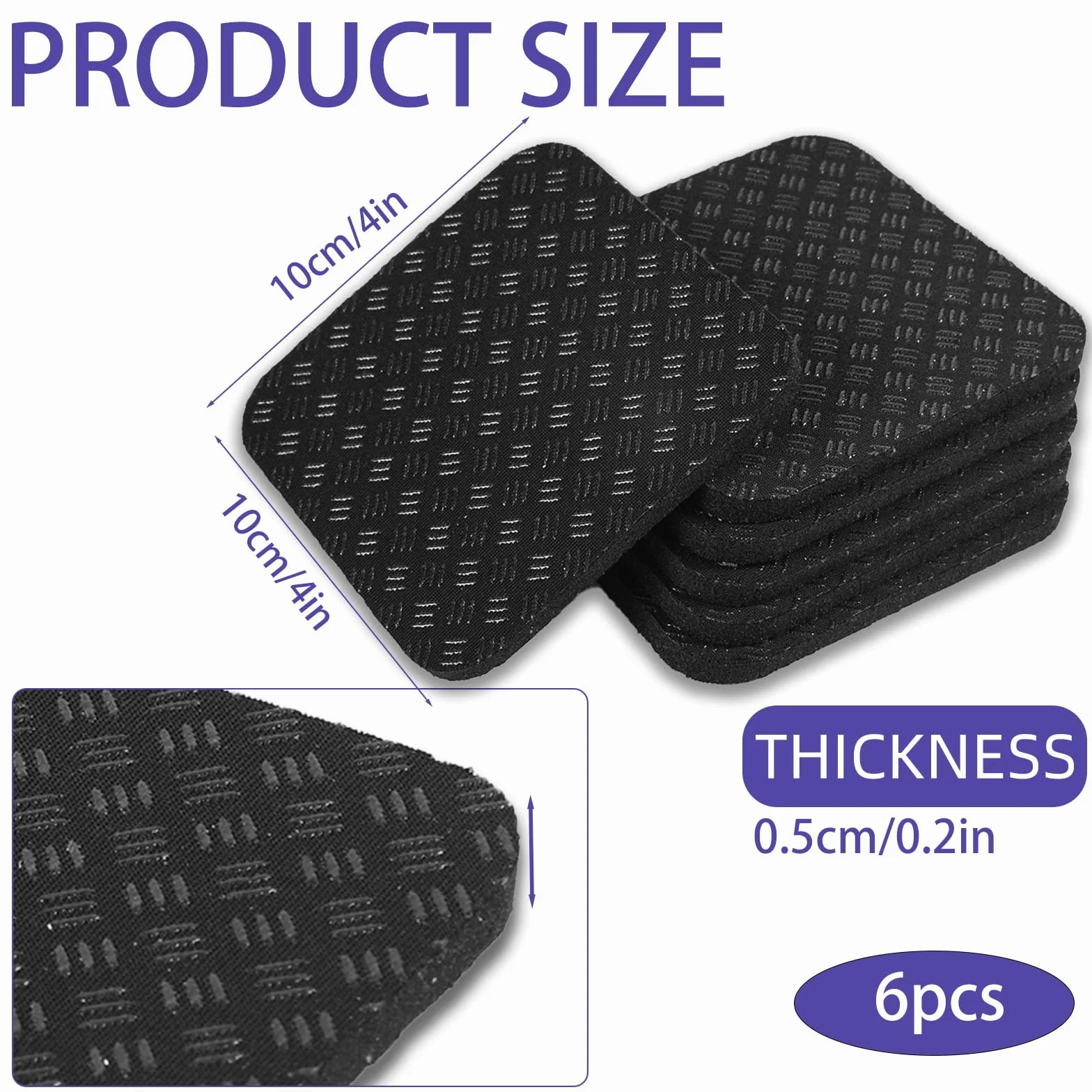 6 Sztuk Podkładek Pod Bieżnię, 10x10cm Silikonowa Mata Pod Bieżnię o Wysokiej Gęstości do Podłóg Dywanowych Dwustronne Antypoślizgowe Podkładki Wibracyjne do Większości Urządzeń Fitness
