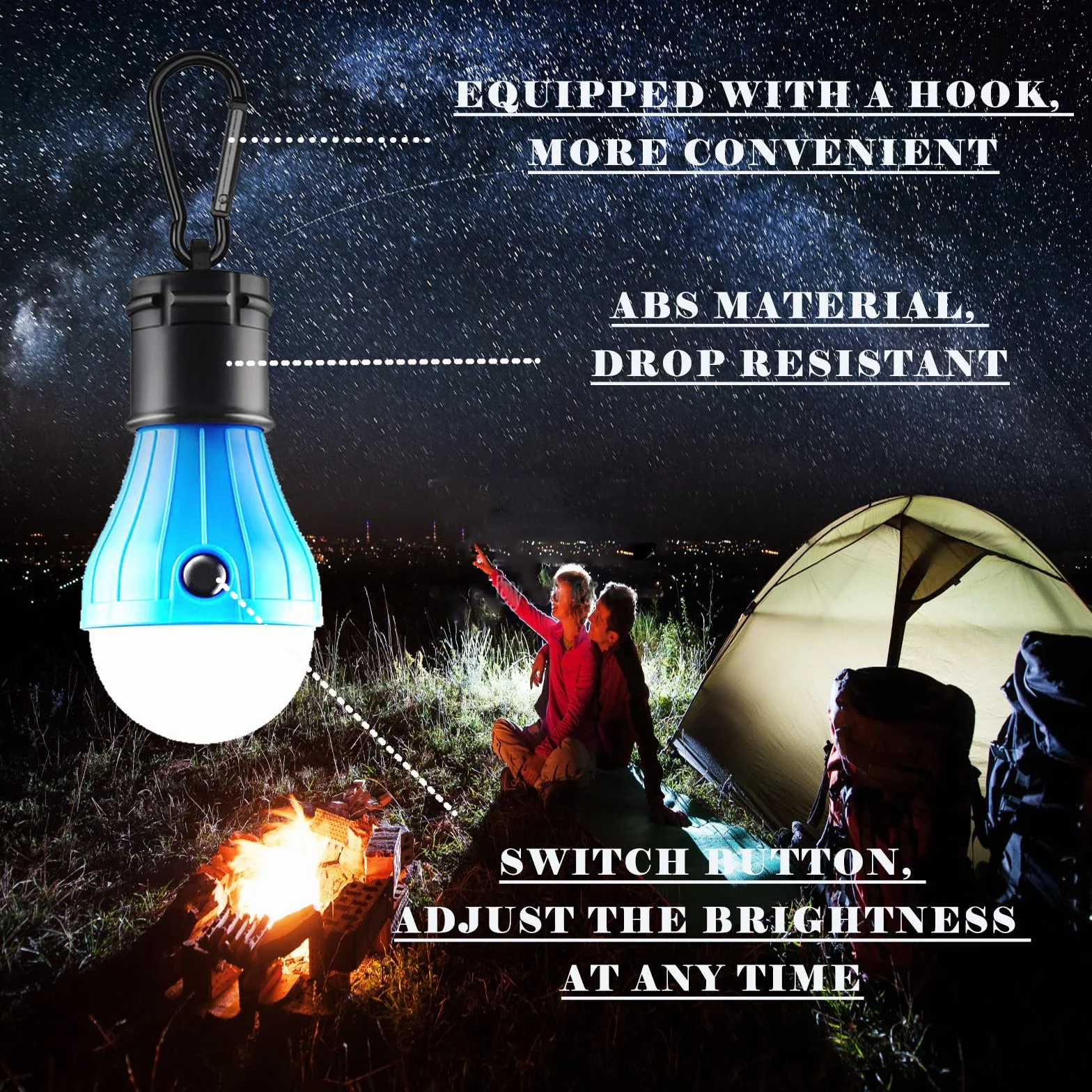 4 sztuki lamp kempingowych LED, do namiotu, z karabińczykiem, zestaw żarówek dla dzieci, oświetlenie plecaka, przenośna, wodoszczelna lampa kempingowa do ogrodu, garażu, wędkowania, przygód, kempingu, dekoracji na co dzień