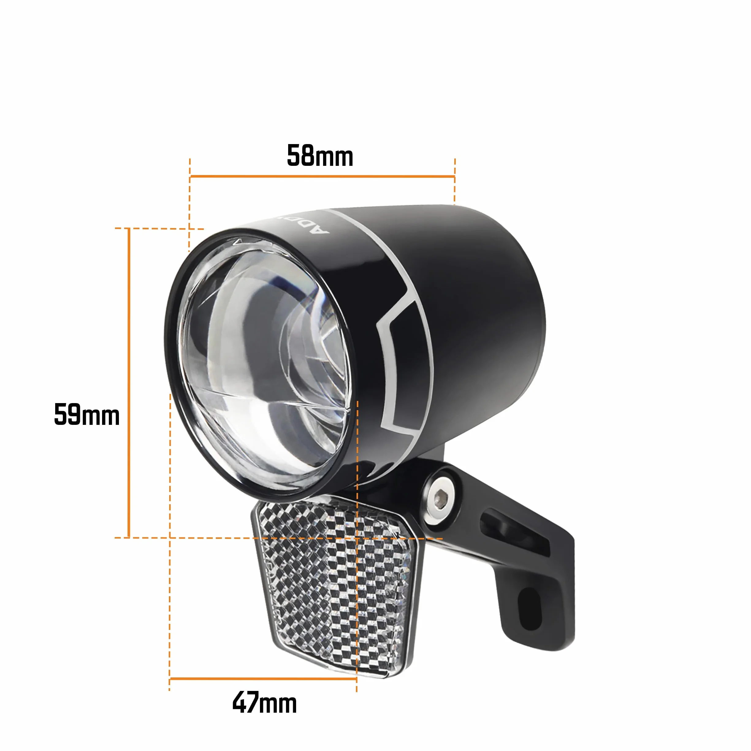 ADDVIEW Światło rowerowe 80 Lux Nova M80 – dynamo przednie światło ze światłem do jazdy dziennej, światło postojowe, aluminiowa obudowa, dopuszczone do ruchu drogowego (obowiązują przepisy lokalne