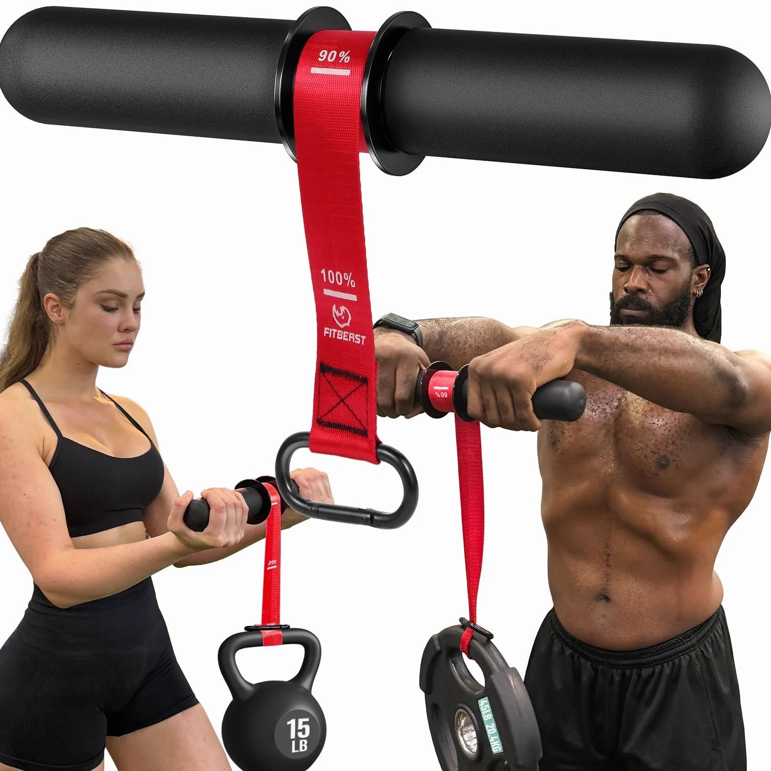 FitBeast Wzmacniacz przedramienia i ćwiczenie przedramienia, wałek na nadgarstek z grubszym uchwytem, trener siły przedramienia z regulowanym paskiem, idealny do siły chwytu, budowy mięśni,