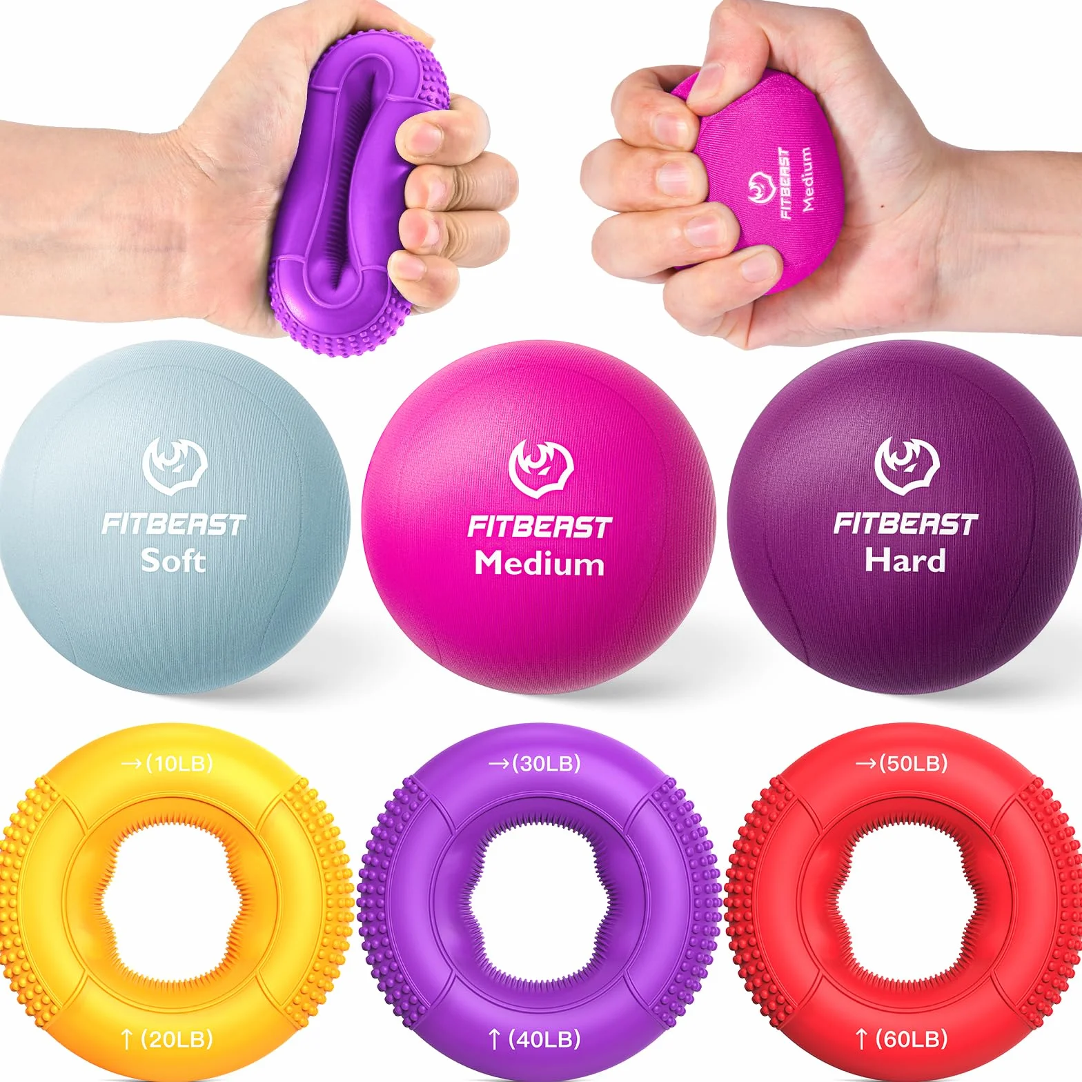 FitBeast Trener siły chwytu 6-częściowy zestaw piłek antystresowych dla dorosłych